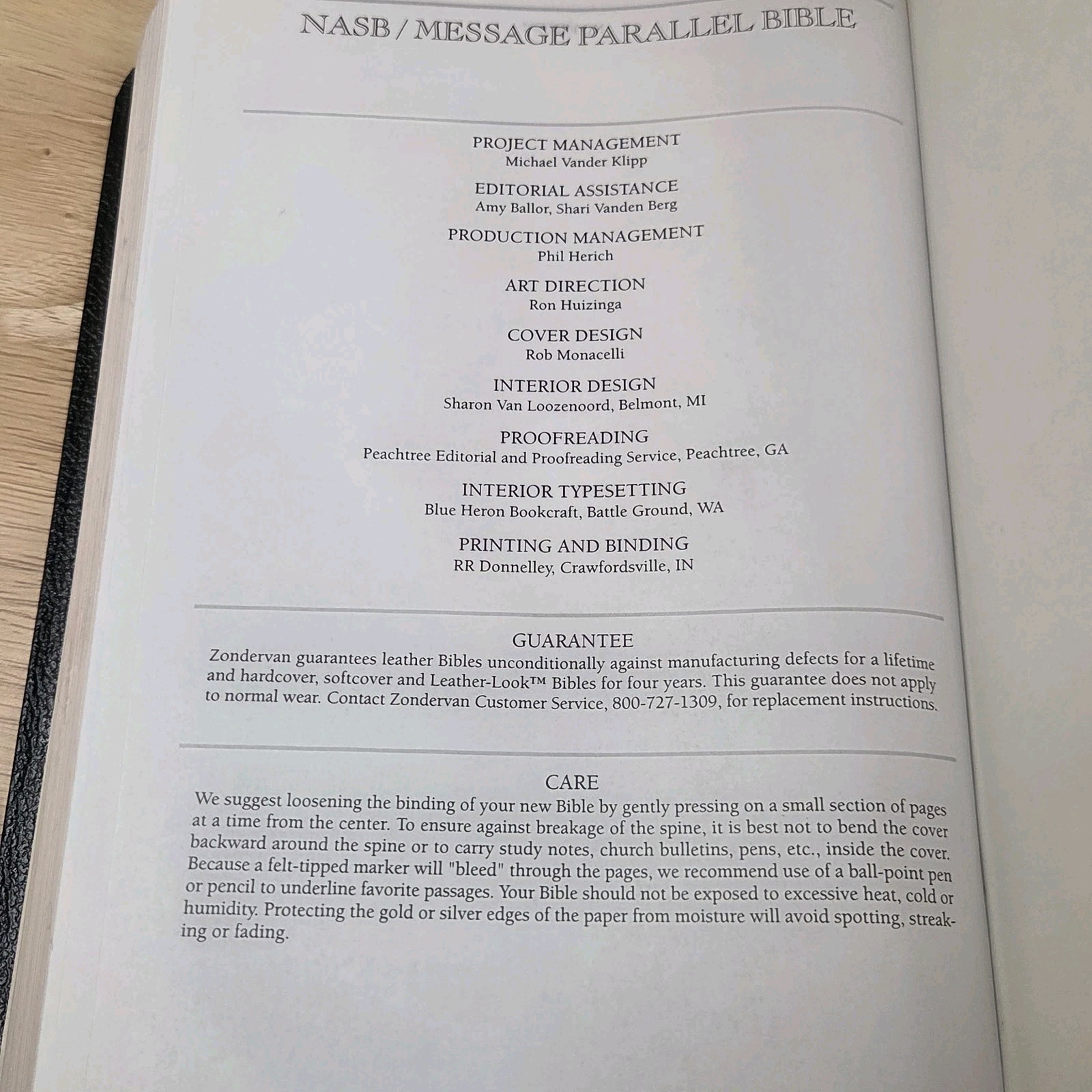 NASB / The Message Parallel Bible by Zondervan Staff 2004, Black Bonded Leather