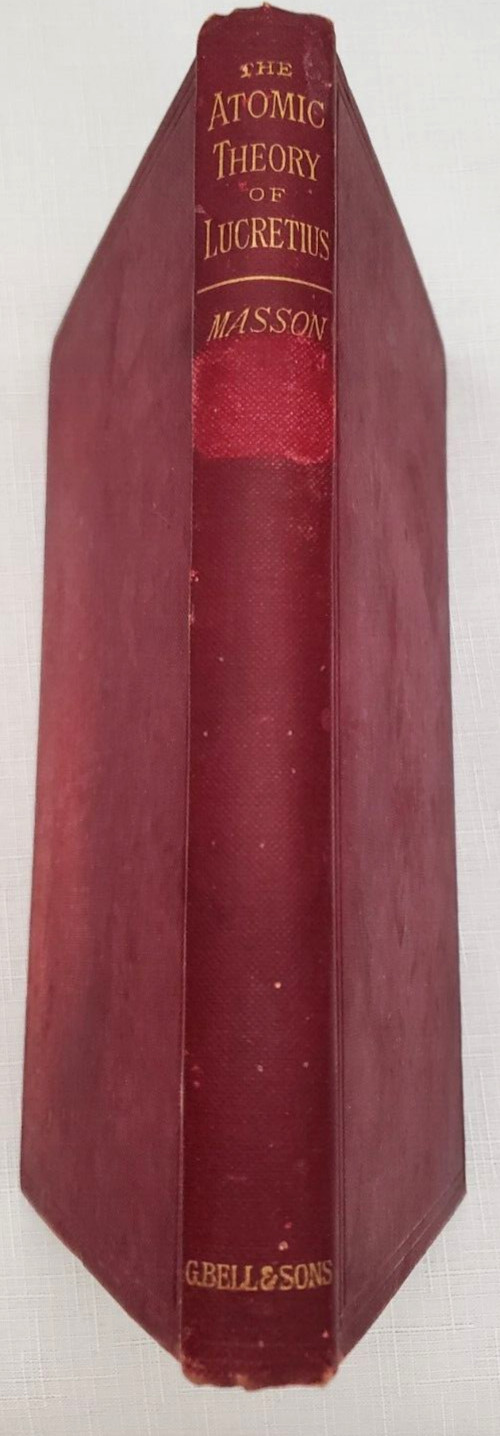 1872 Masson LUCRETIUS‘ ATOMIC THEORY & MODERN SCIENCE,Evolution,Atoms,Philosophy