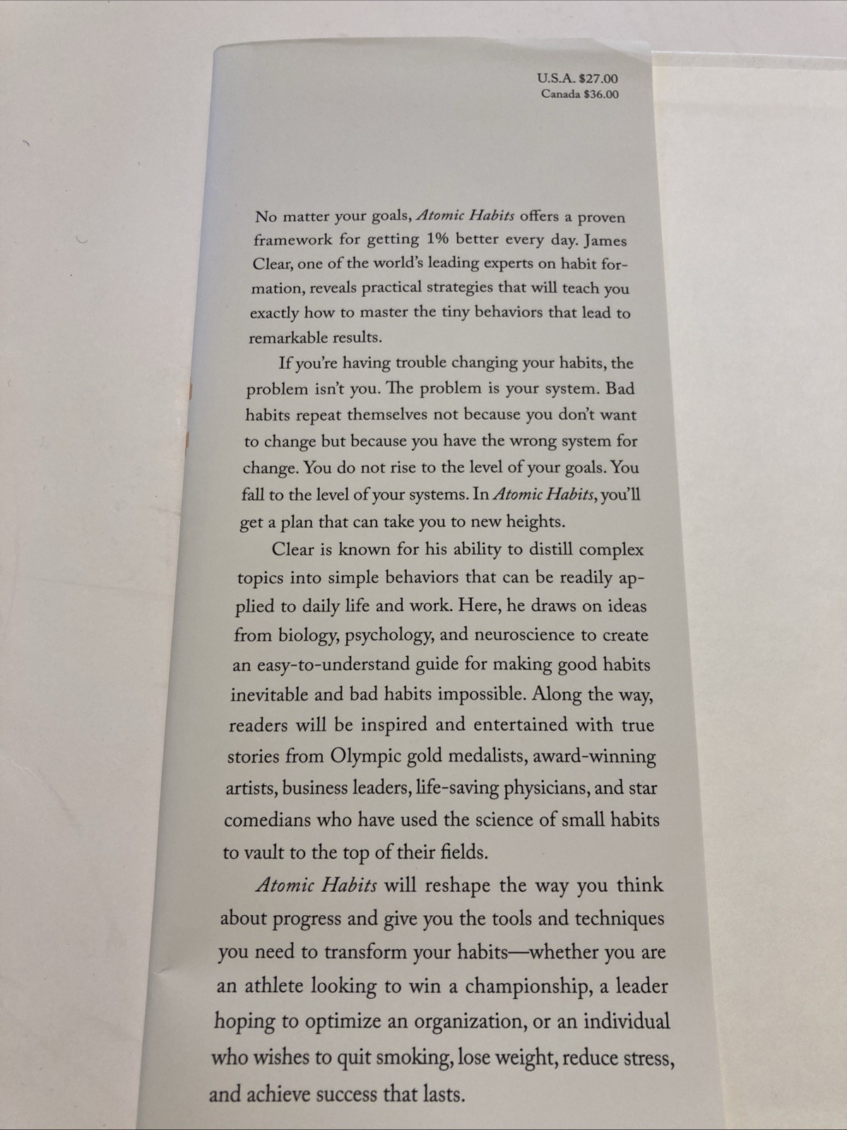Atomic Habits by James Clear Build Good Habits Preowned