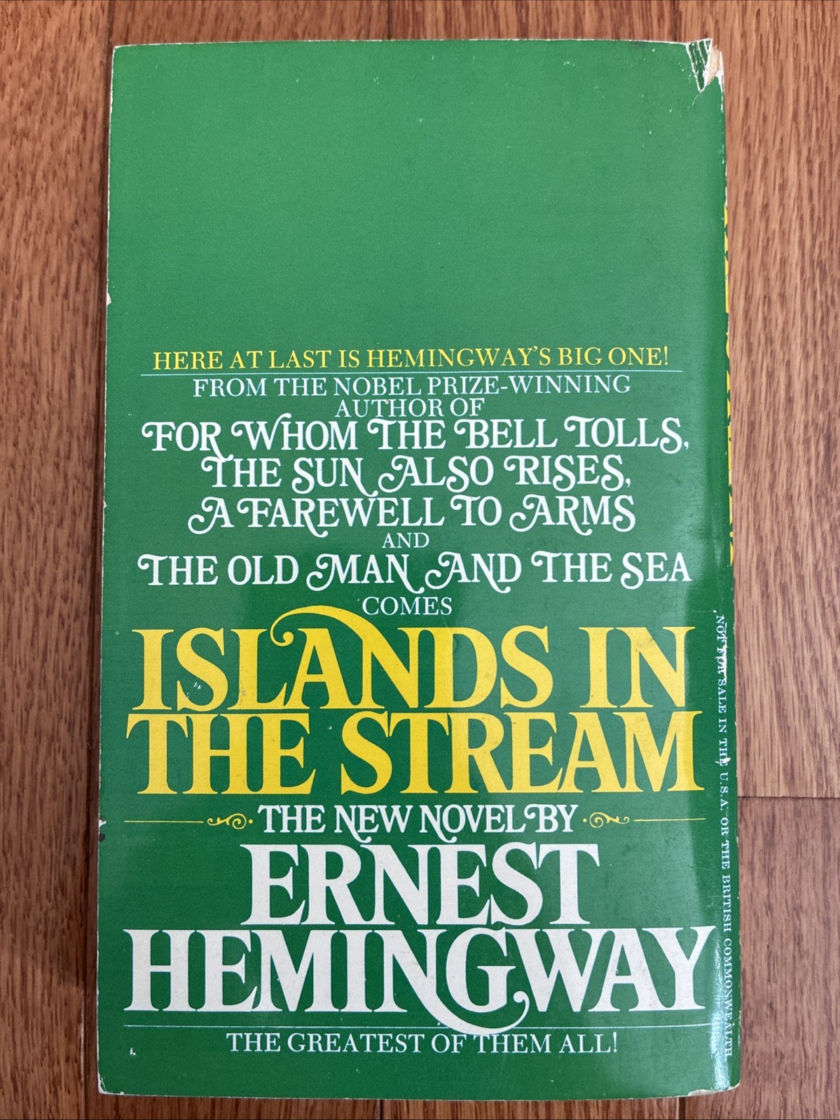 Islands in the Stream Ernest Hemingway~ RARE Bantam Export Edition Paperback VTG