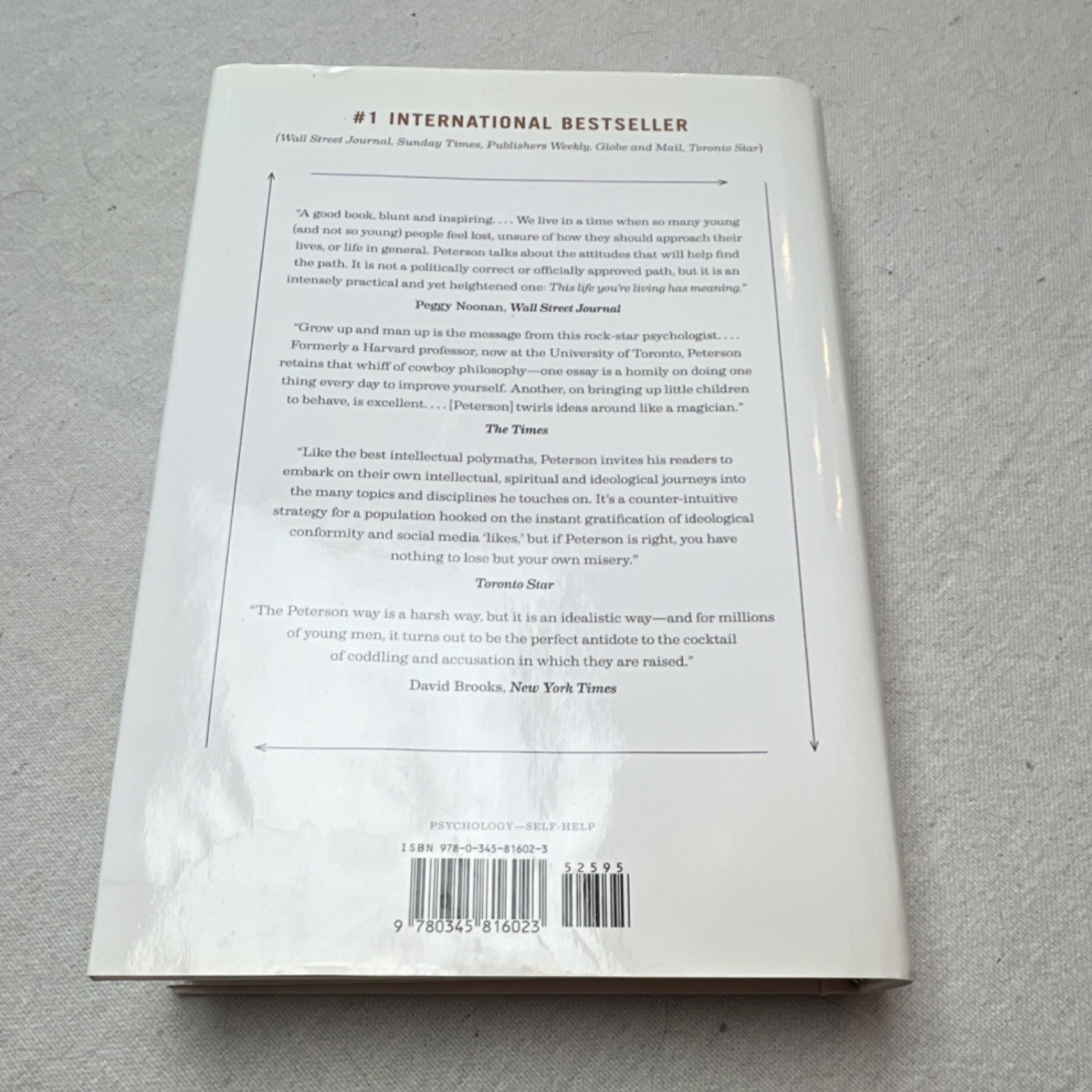Jordan B. Peterson 12 Rules for Life An Antidote to Chaos Hardcover 2018