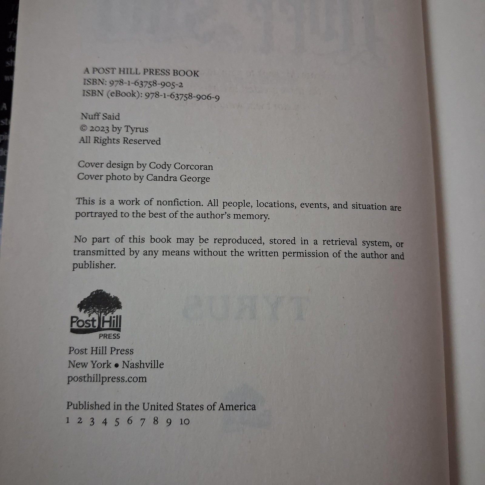 Just Tyrus; Nuff Said Tyrus George T. Murdoch Post Hill Press Black HC