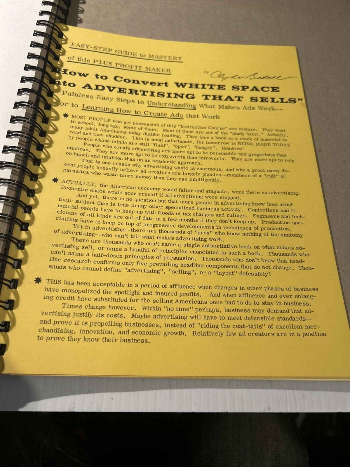 ADVERTISING MASTERY by Clyde Bedell – C. 1996 Lrg. Format – Spiral Bound RARE!!!