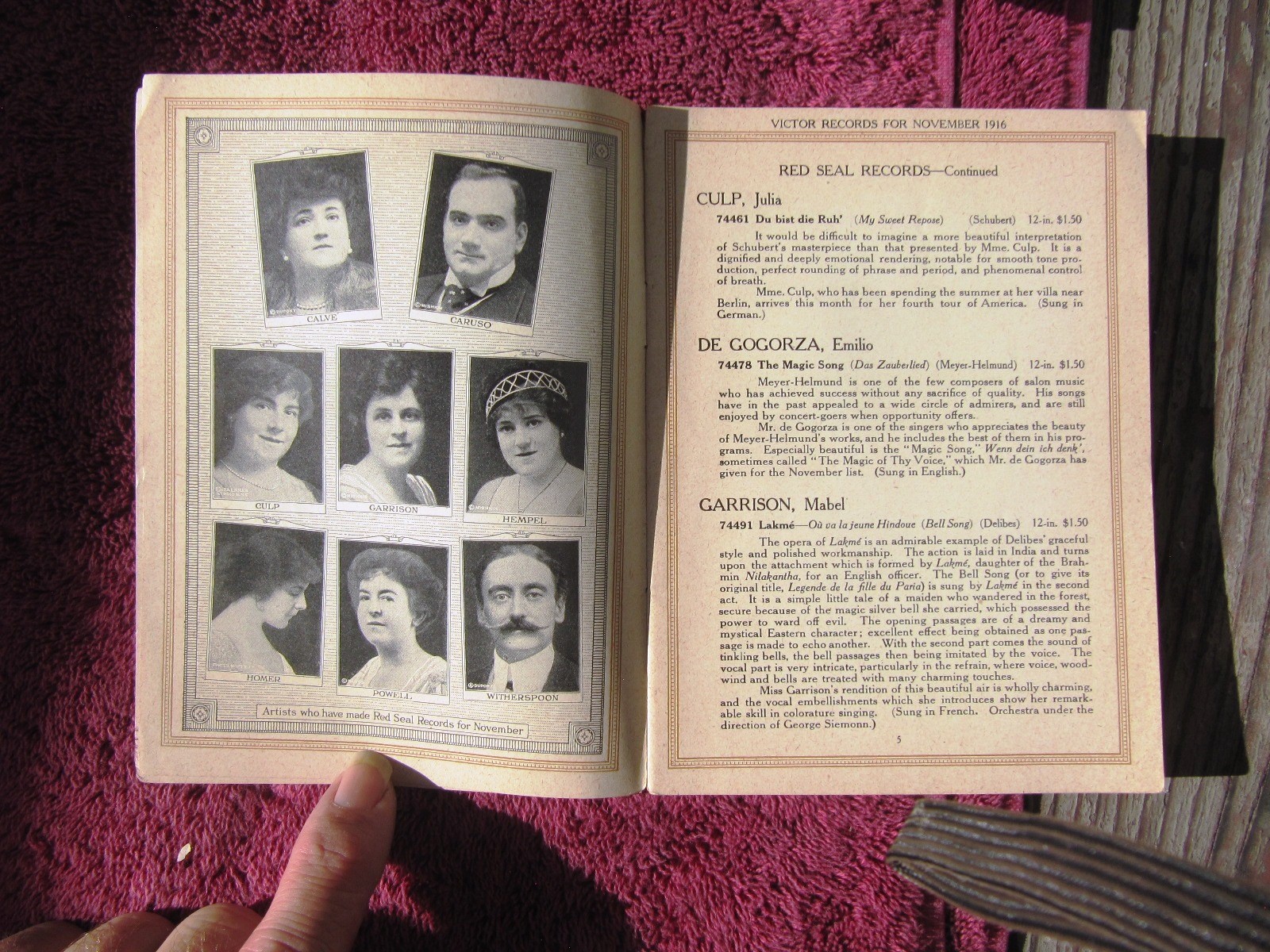 W War I British Bugle Calls New VICTOR RECORDS November 1916 Victrola CATALOG