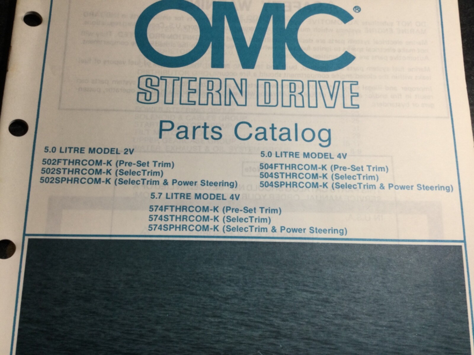 1985 OMC 5.0L & 5.7L V8 Stern Drive Parts Catalog GM 305 & 350 C.I 2V & 4V