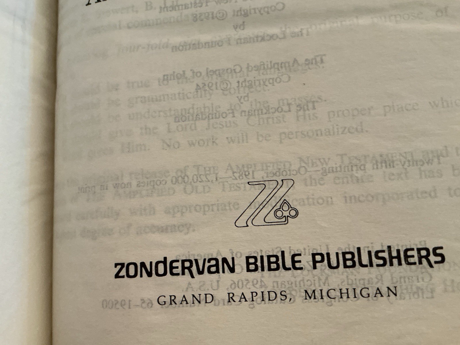 Amplified Bible Zondervan 1982 Bonded Leather Black Excellent UNREAD