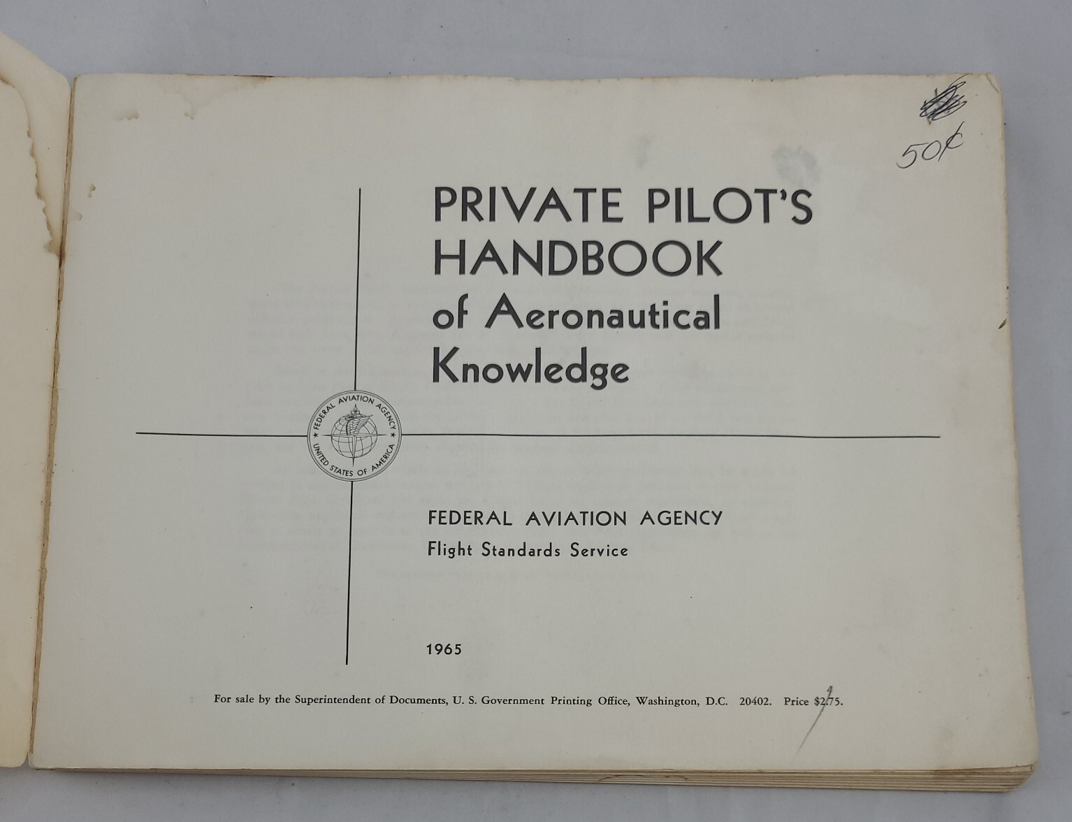 Vtg 1965 Private Pilots Handbook AC 61-23 Aeronautical Knowledge 174 Pages