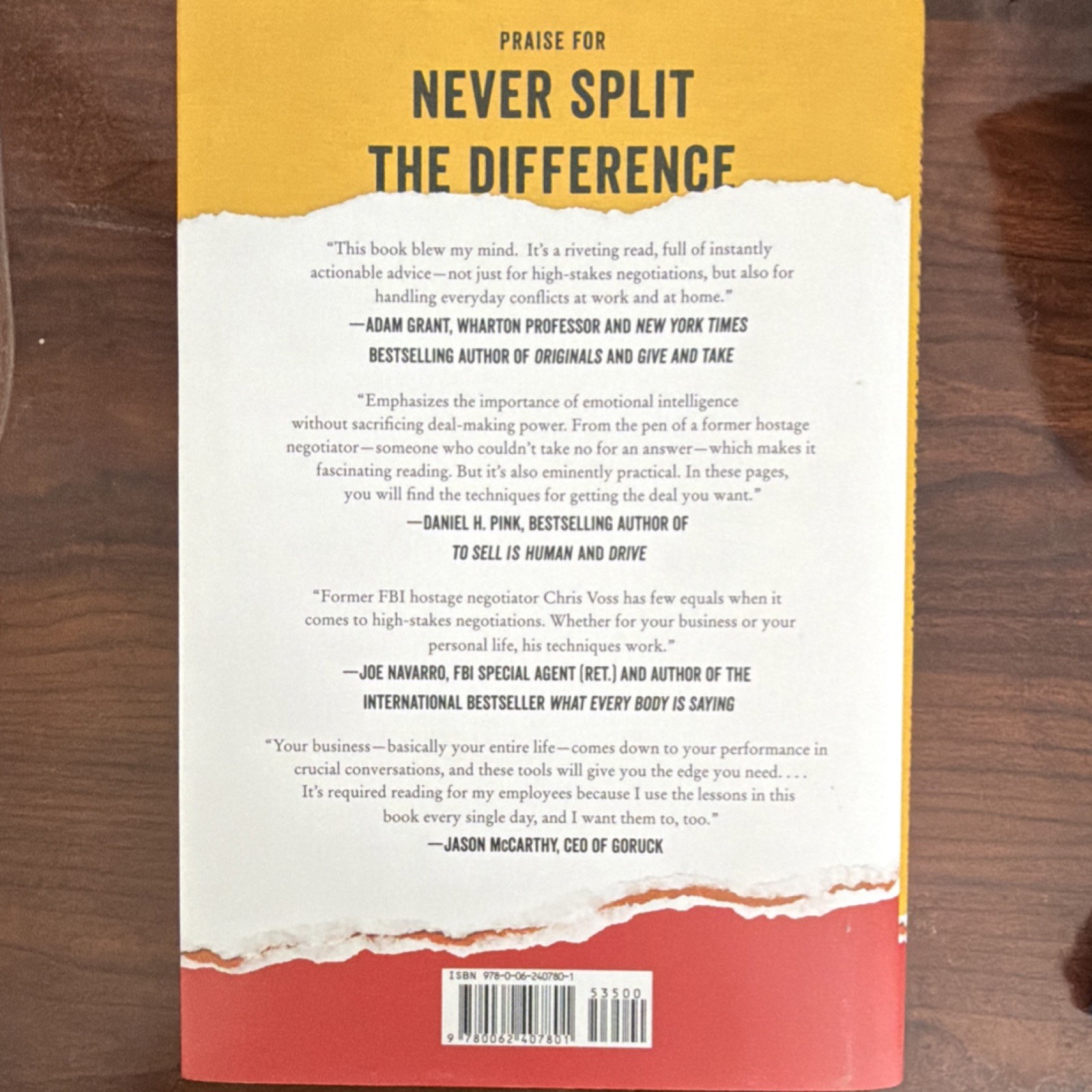 Never Split the Difference by Chris Voss & Tahl Raz Negotiating