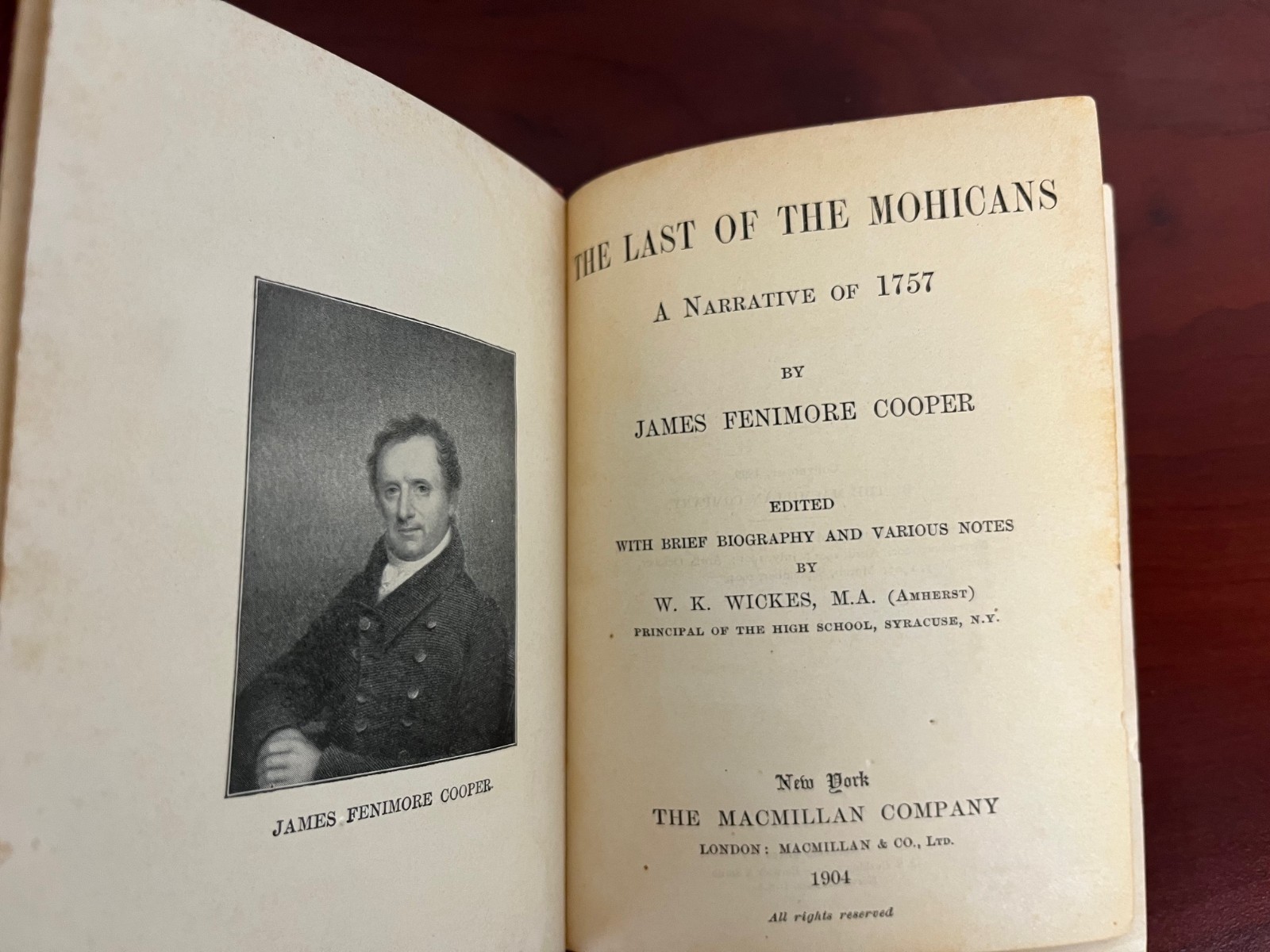 Antique Cooper’s Last of the Mohicans 1904 Macmillan Company Edition HC