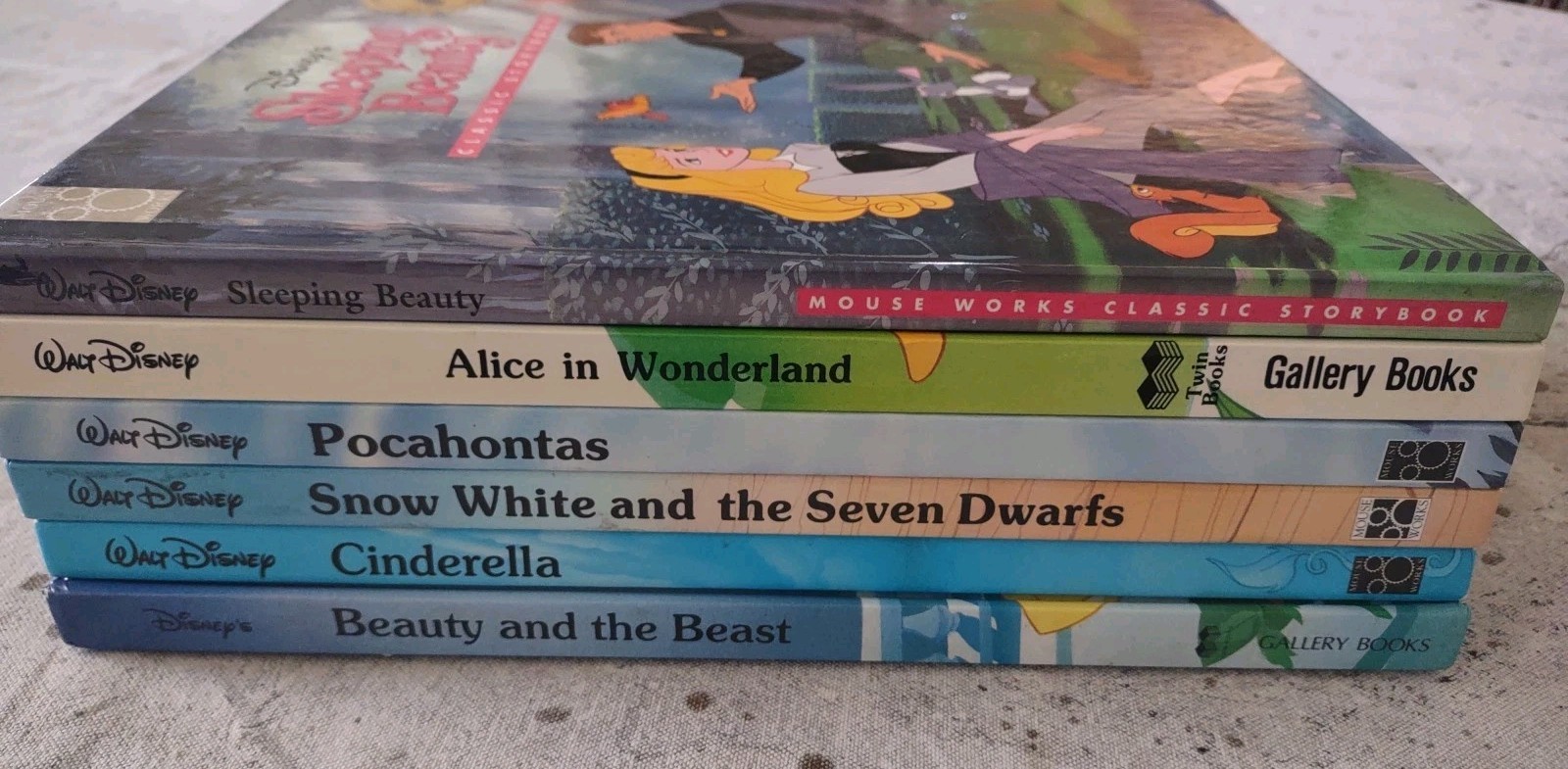 Lot of 6 Disney Princess Large Hardcover Books Gallery Twin Mouse Works Classic