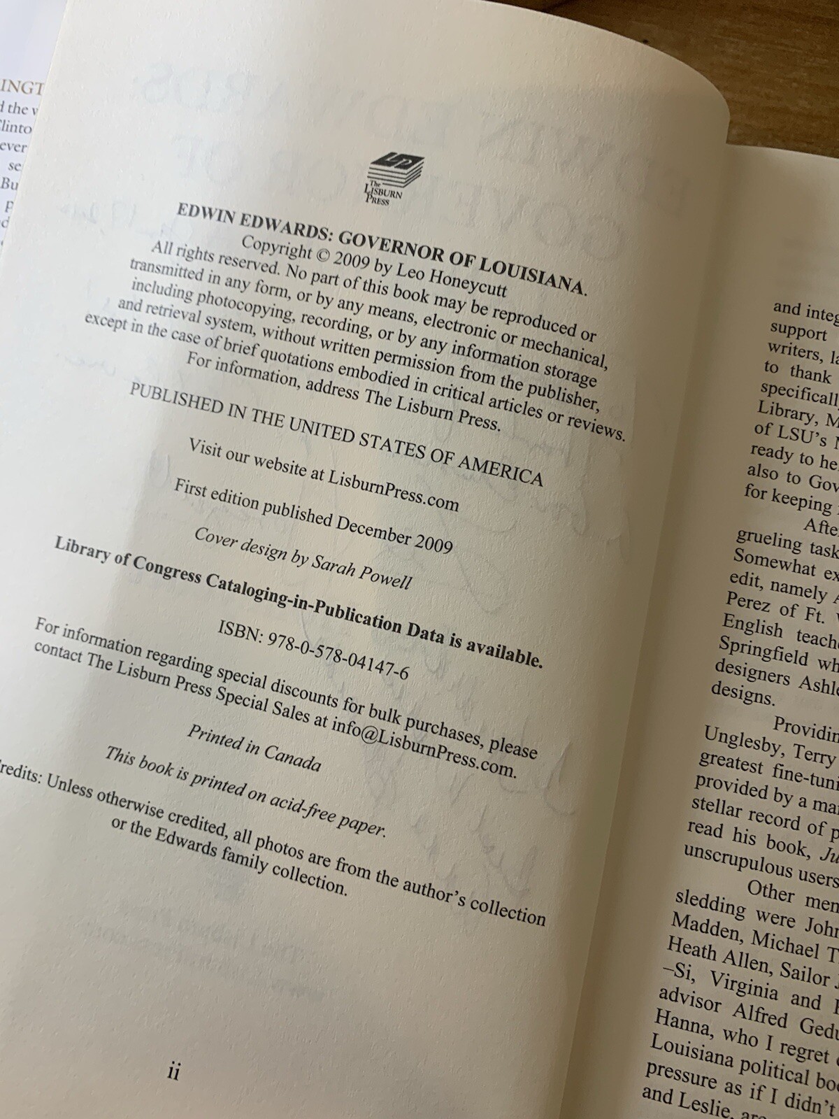 Edwin Edwards, Gov.of Louisiana Signed by Honeycutt & Anna Edwards dtr 1st Ed.