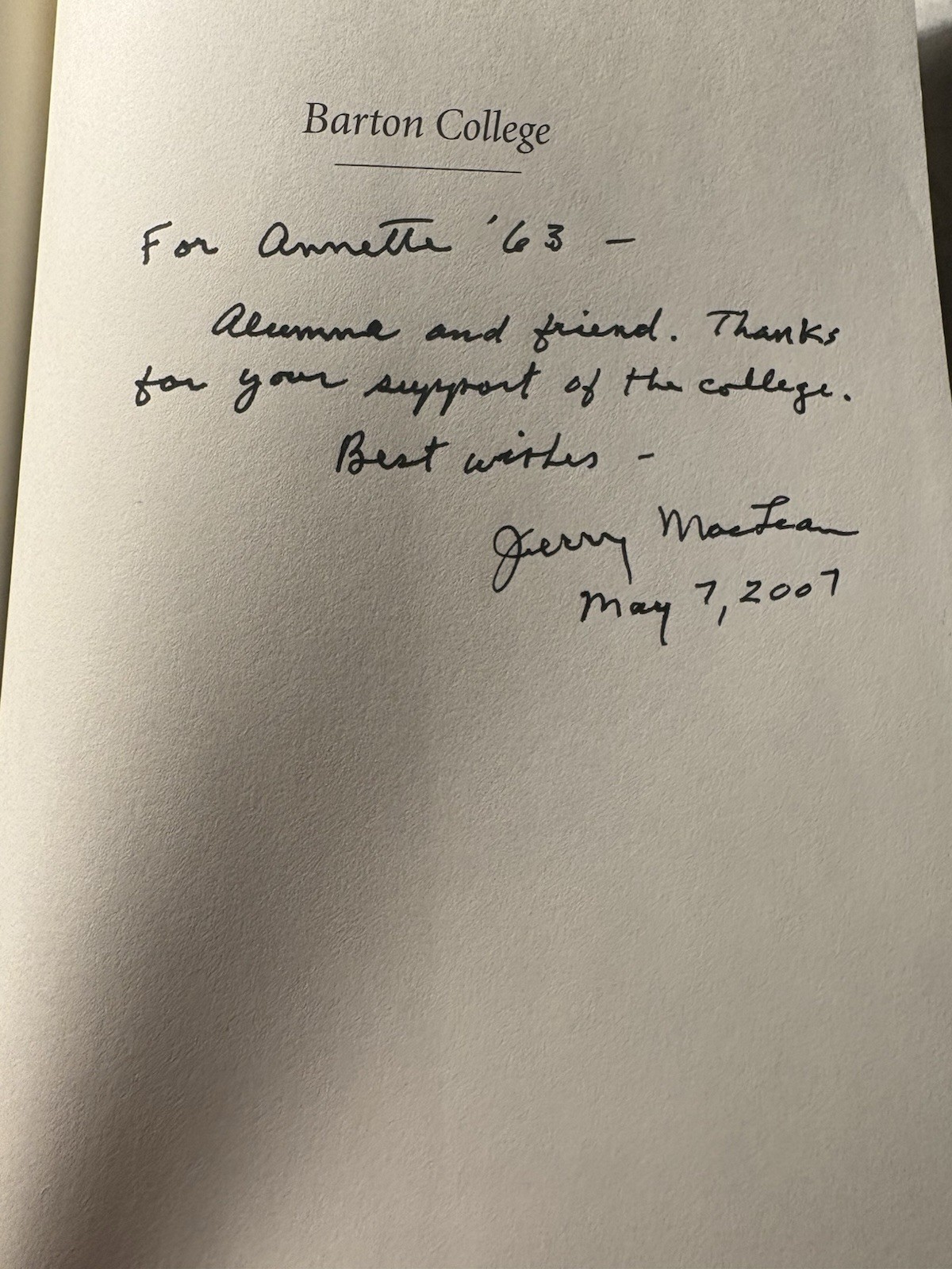 Signed Barton College Our Century Wilson NC College History Centennial Alumni HC