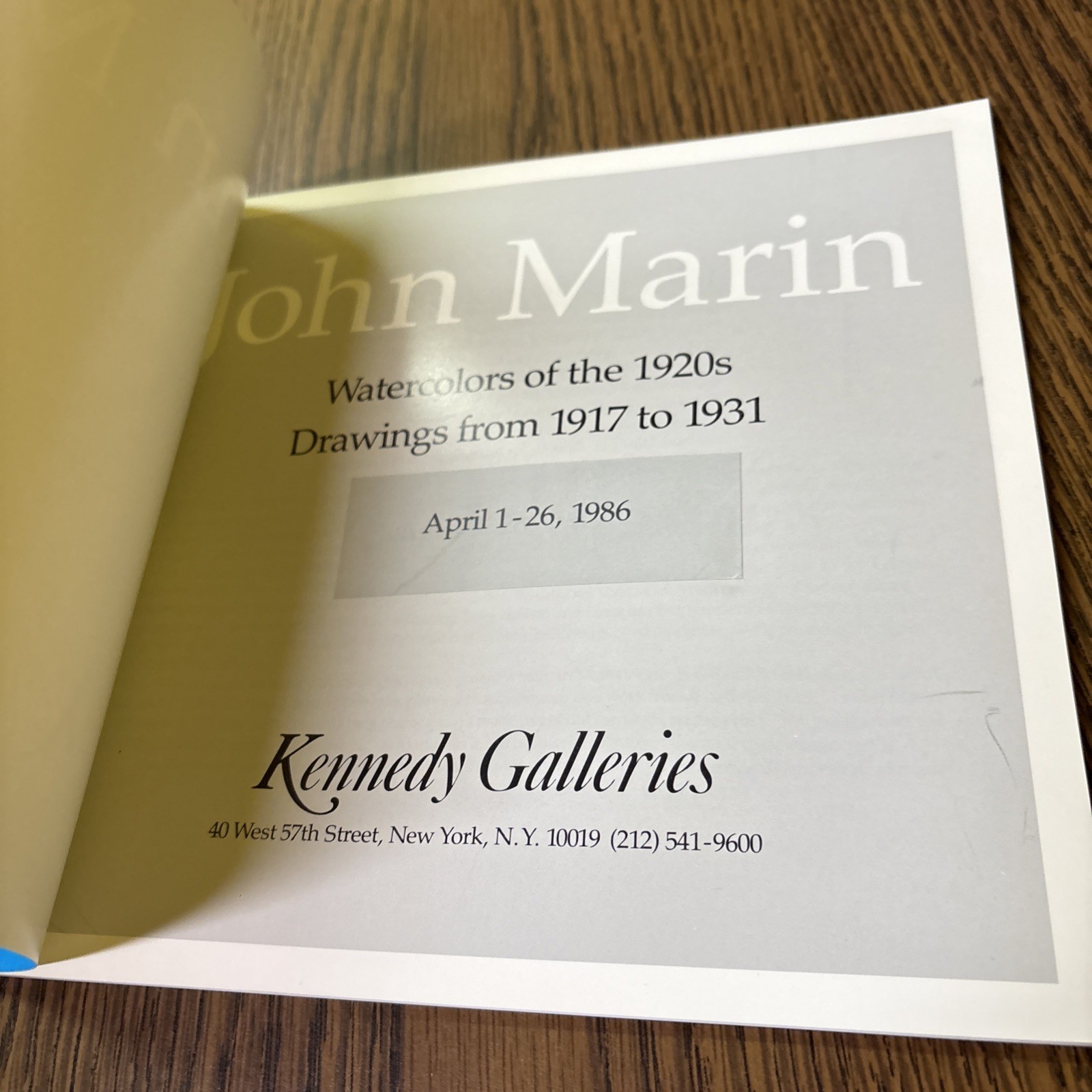 JOHN MARIN: WATERCOLORS OF THE 1920S, DRAWINGS FROM 1917 By John I. H. Baur