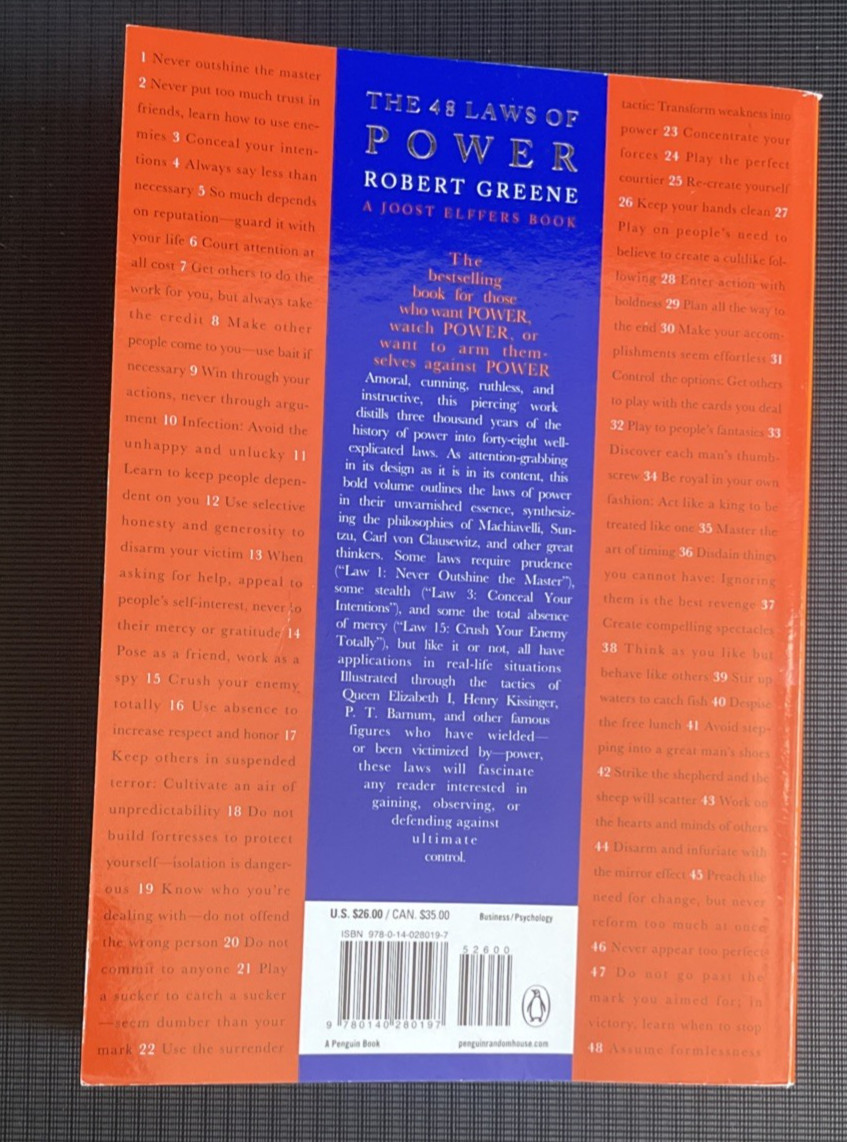 The 48 Laws of Power by Robert Greene Book Paperback 2000 Penguin