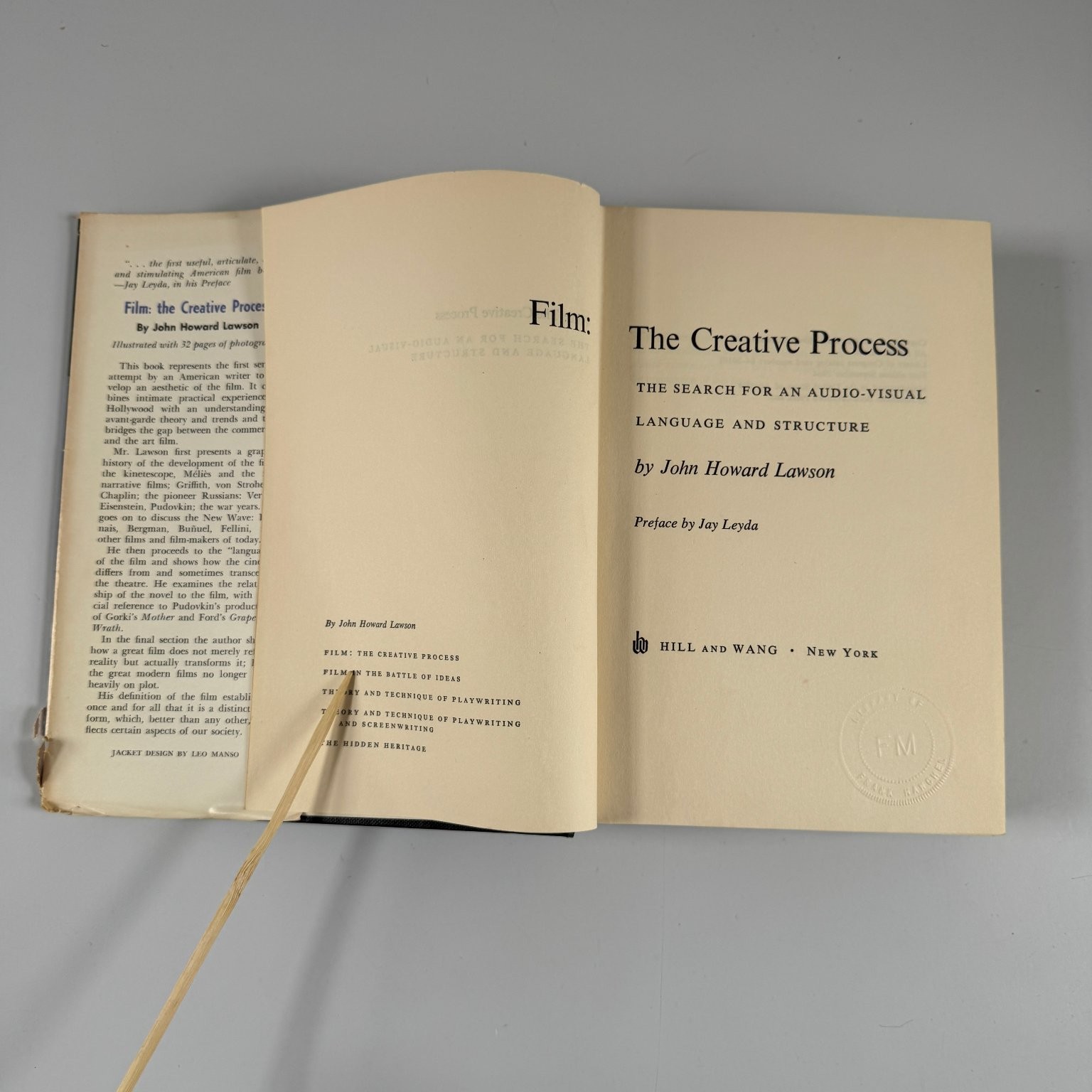 Film: the Creative Process John Howard Lawson 1964 First Edition Illustrated