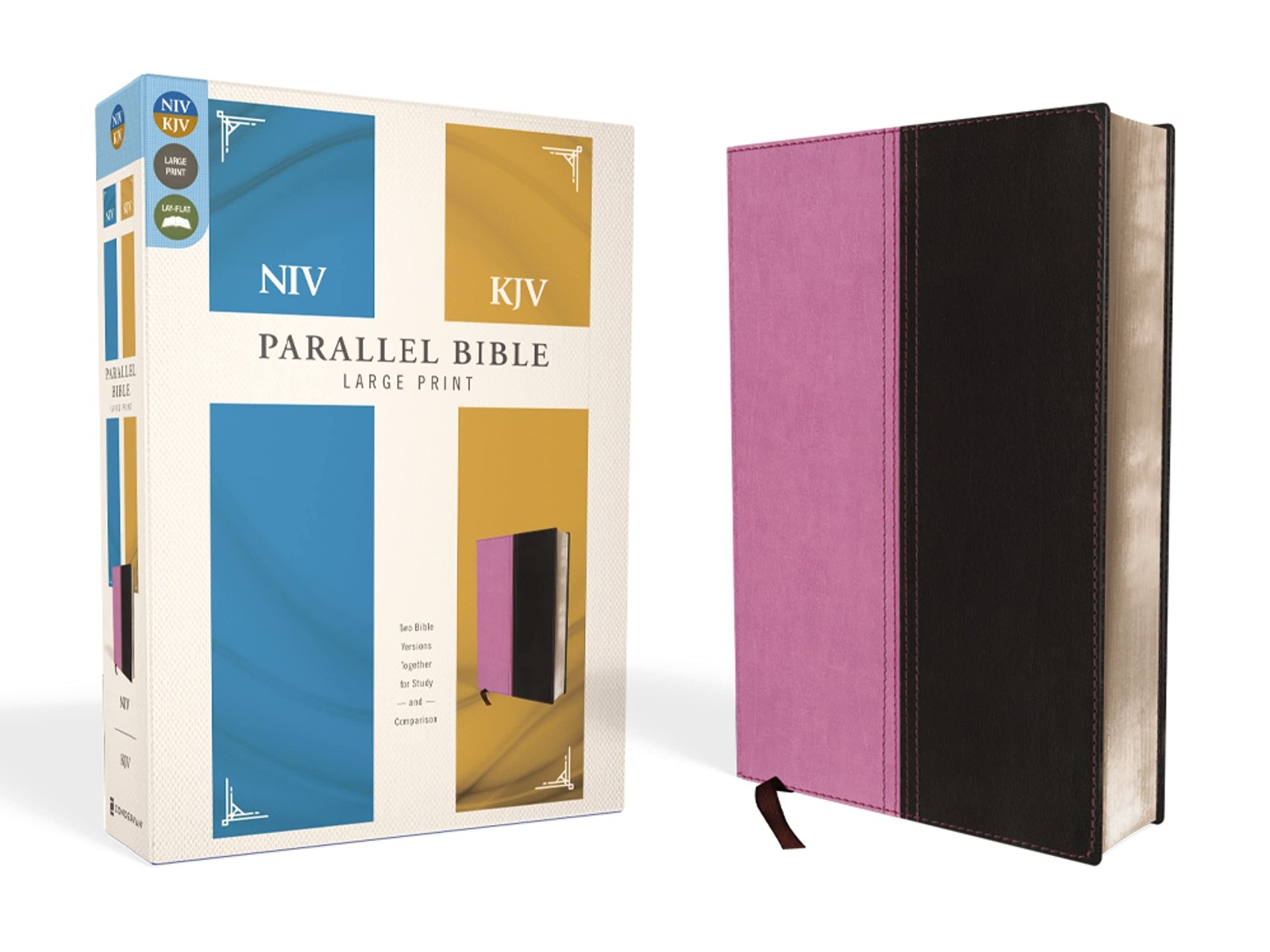 NIV, KJV, Parallel Bible, Large Print, Leathersoft, Pink/Brown: The World’s T…