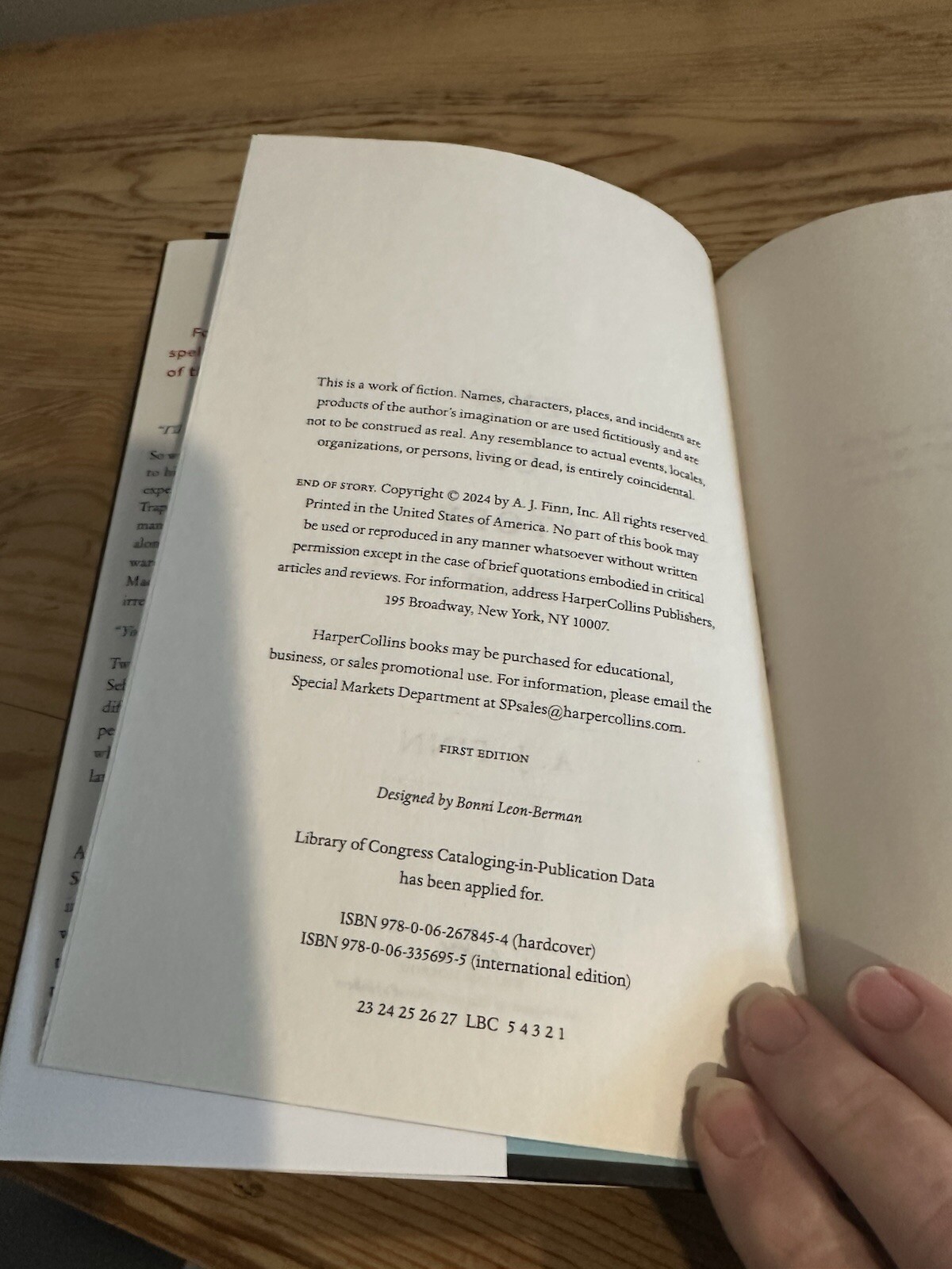 END OF STORY A.J.FINN 2024 HC DJ BOOK