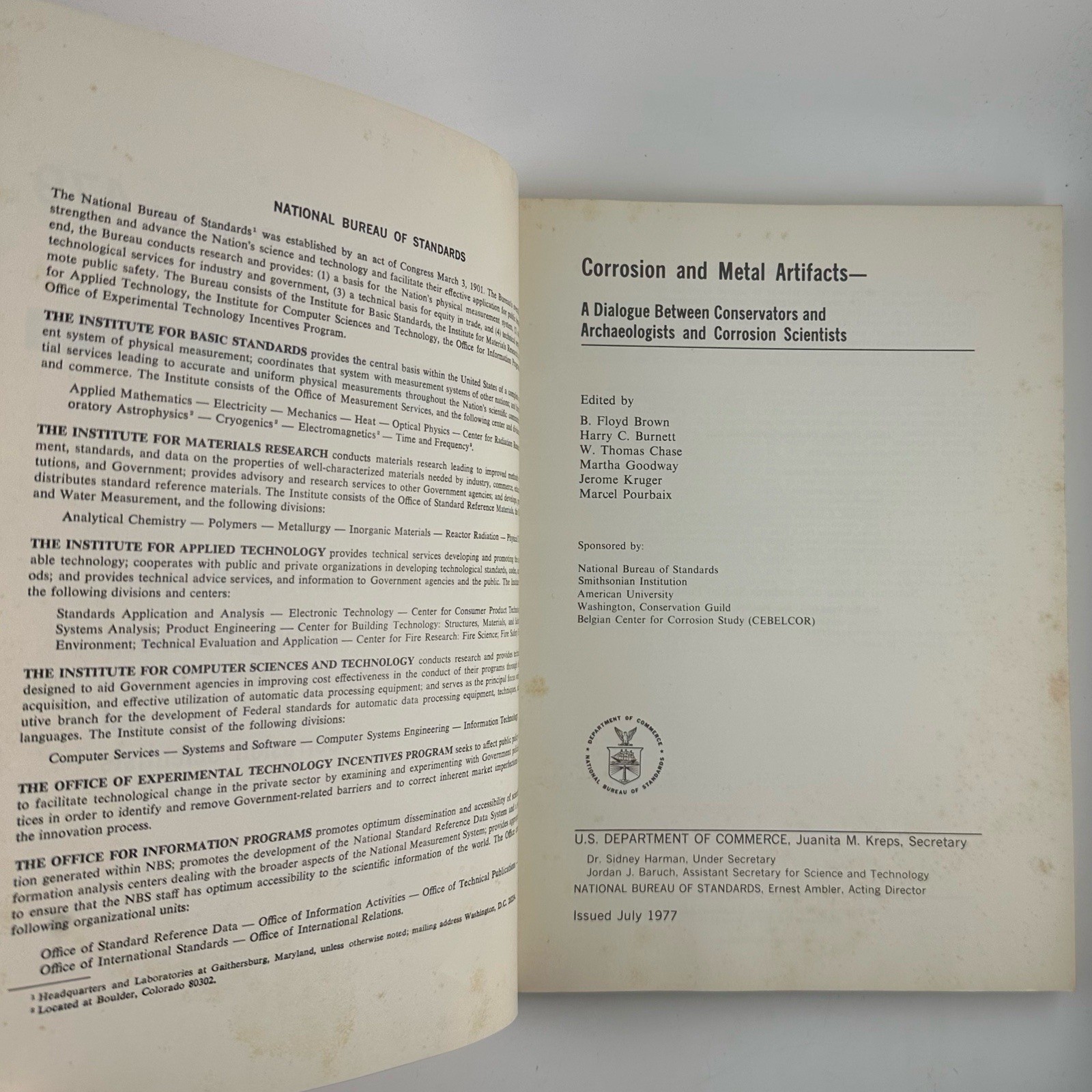 Corrosion and Metal Artifacts A Dialogue Between Conservators NBS Special 479 PB