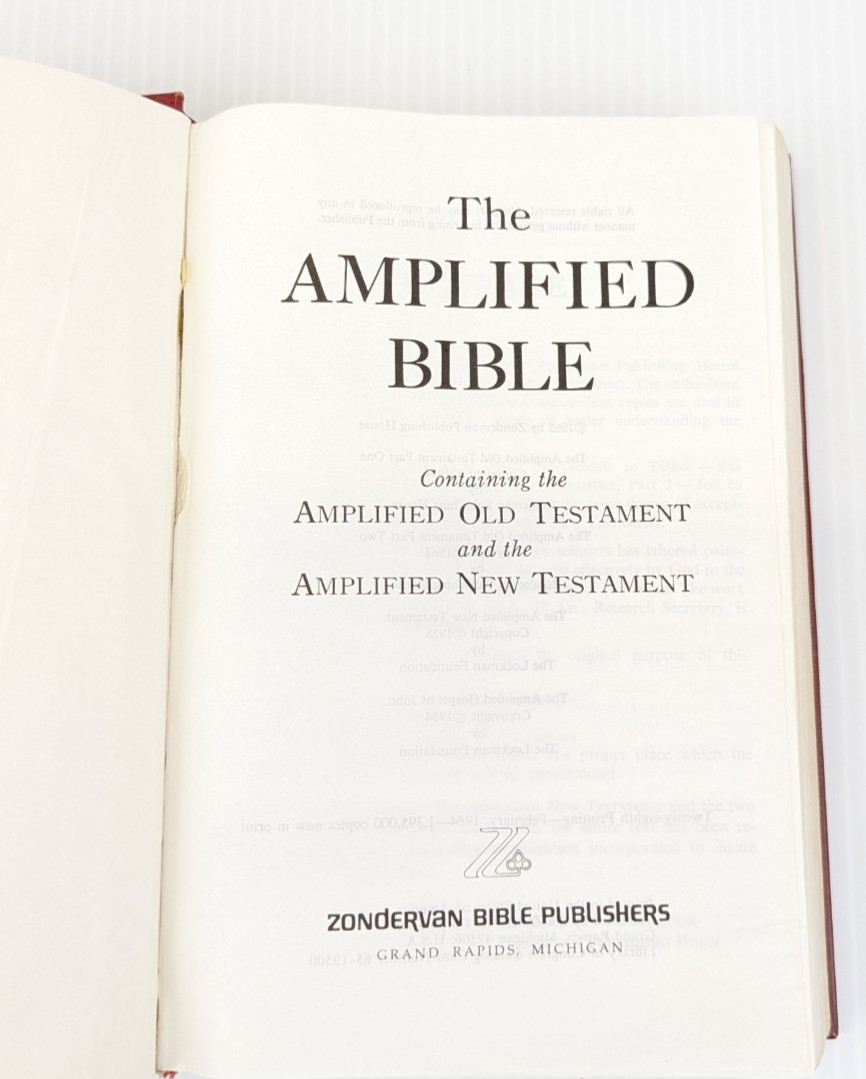 The Amplified Bible Old and New Testament Zondervan 1984