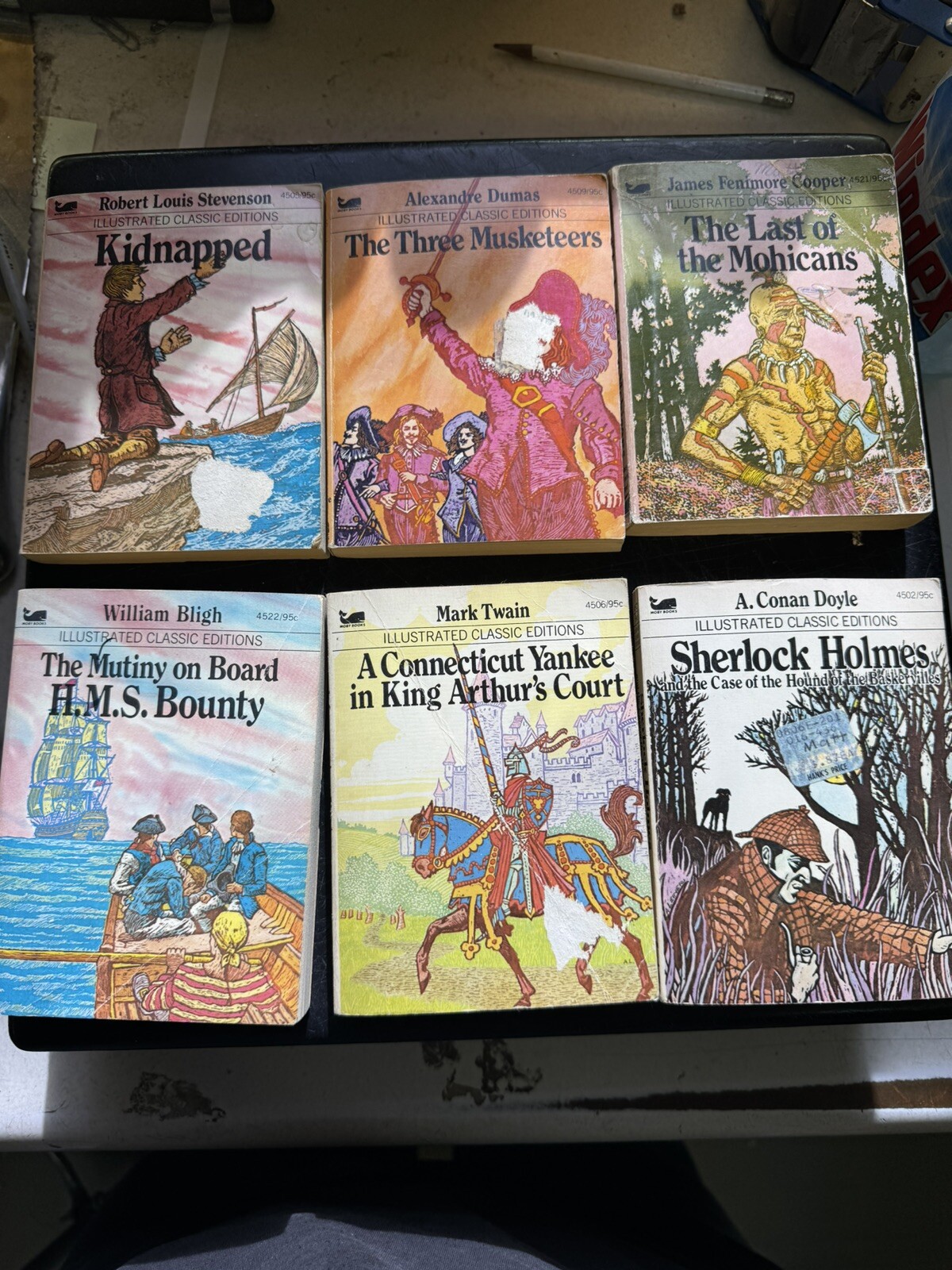 Vintage Moby Books Mini Illustrated Classics Lot Of 6 Sherlock Mohicans Musketee