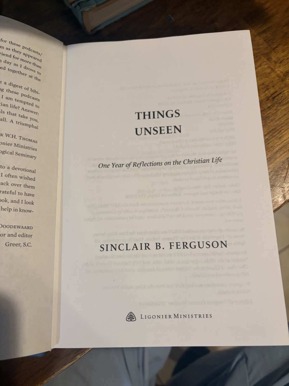 Things Unseen Sinclair B Ferguson Hardcover Devotional Ligonier Partner Edition