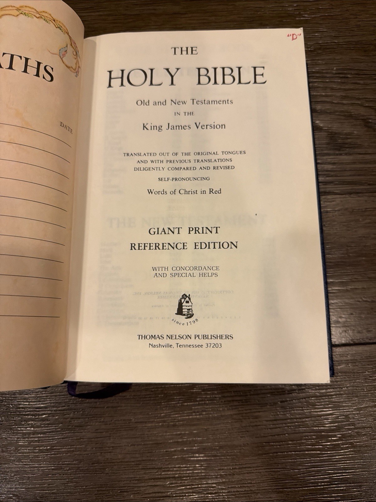 Vintage 1976 Thomas Nelson KJV Holy Bible Giant Print Reference Red Letter Blue