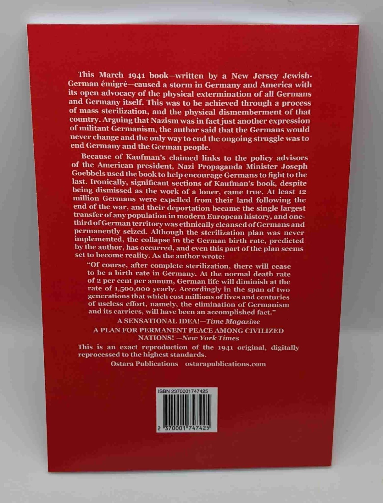 Germany Must Perish! – Theodore N. Kaufman – Paperback New & Unread