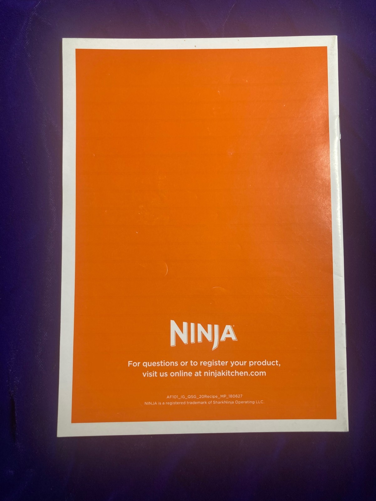 NINJA AIR FRYER QUICK START GUIDE RECIPES COOKBOOK 30 PAGES