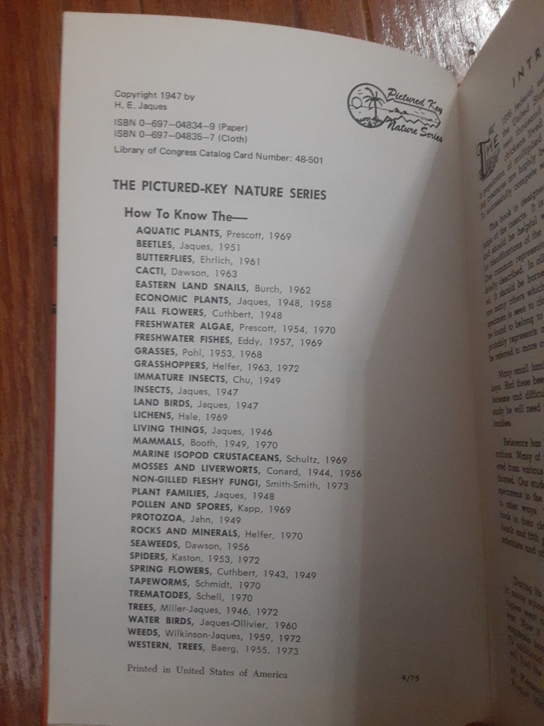 How To Know The Insects, By H.E. Jaques, Hardcover, Pictured Key Nature Series