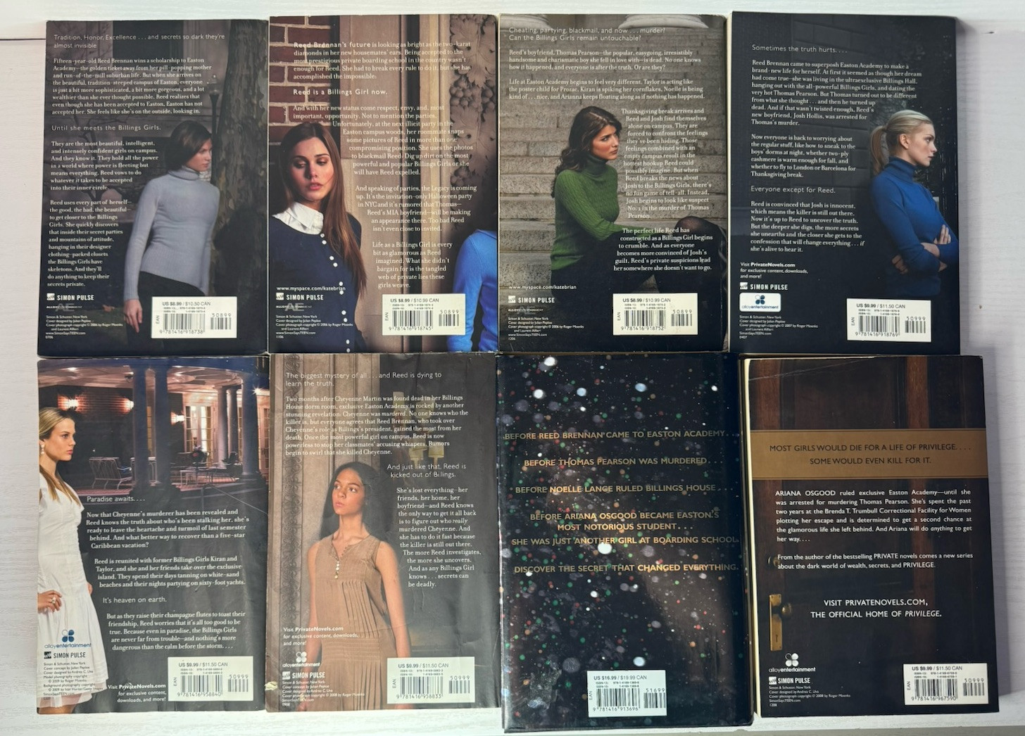 A Private Novel Kate Brian 1,2,3,4,8,9 + Prequel + Privilege Book 1. See Descrip