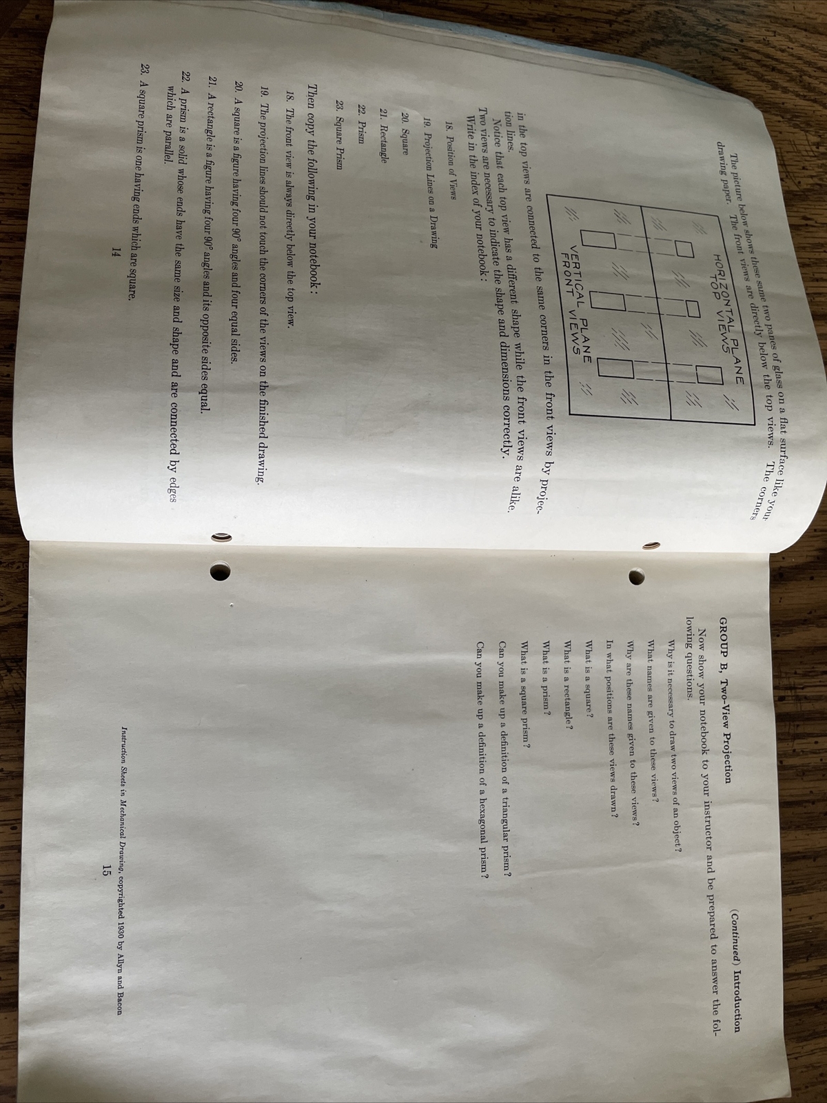 Instruction Sheets in Mechanical Drawing 1930 Elmer A. Rotmans – Allyn And Bacon