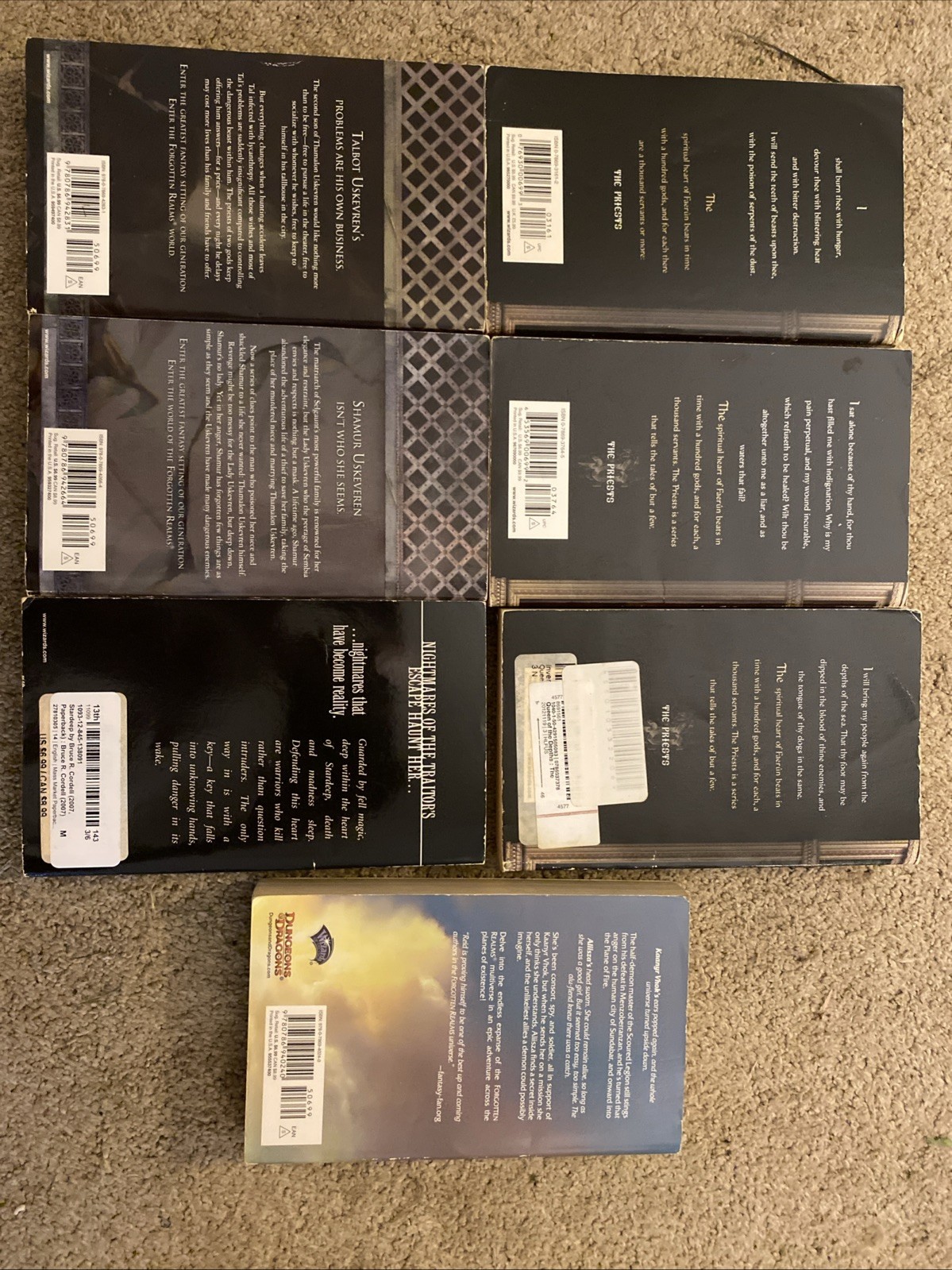 7 Book Lot Vintage Wizards Of The Coast Forgotten Realms Priests 1-3, Sembia 1st