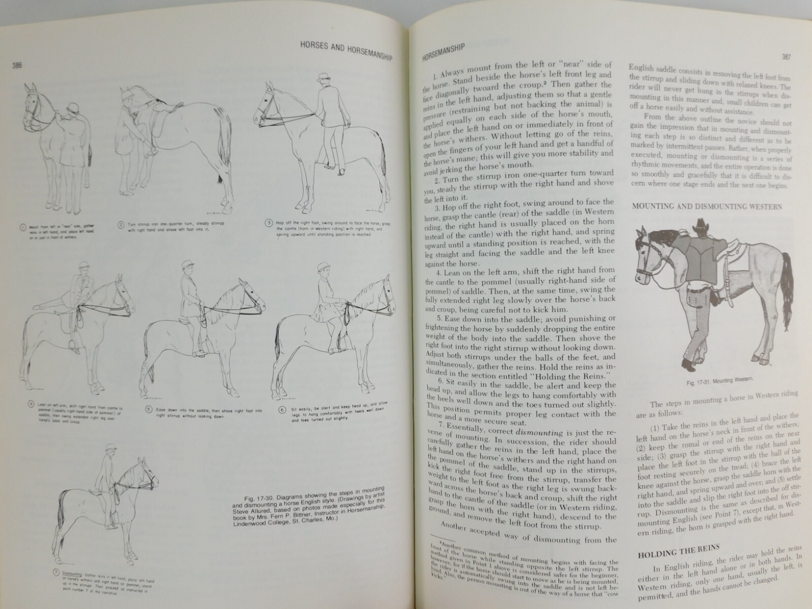 Horsemanship and Riding Horses Equestrian Riding 1977 Illus HC by M E Ensminger