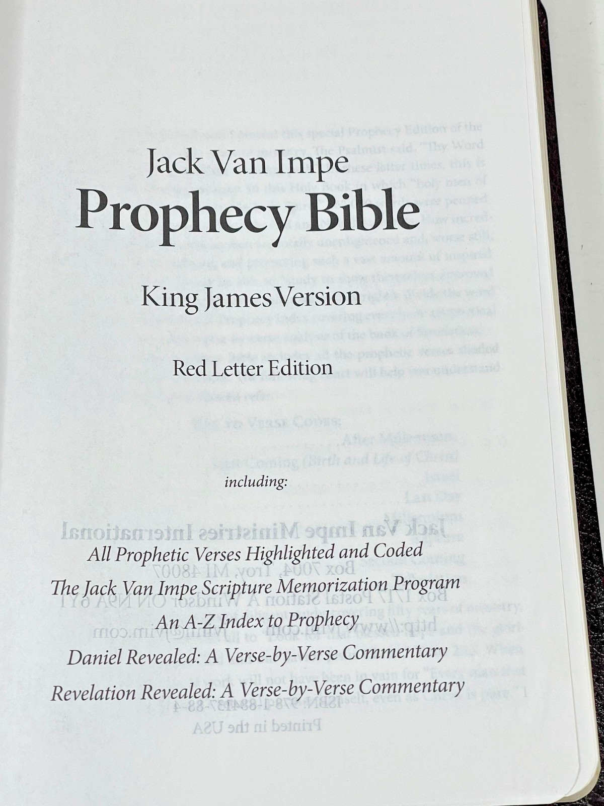 KJV Jack Van Impe Prophecy Bible Burgundy Leather Red Letter Limited Special Ed.