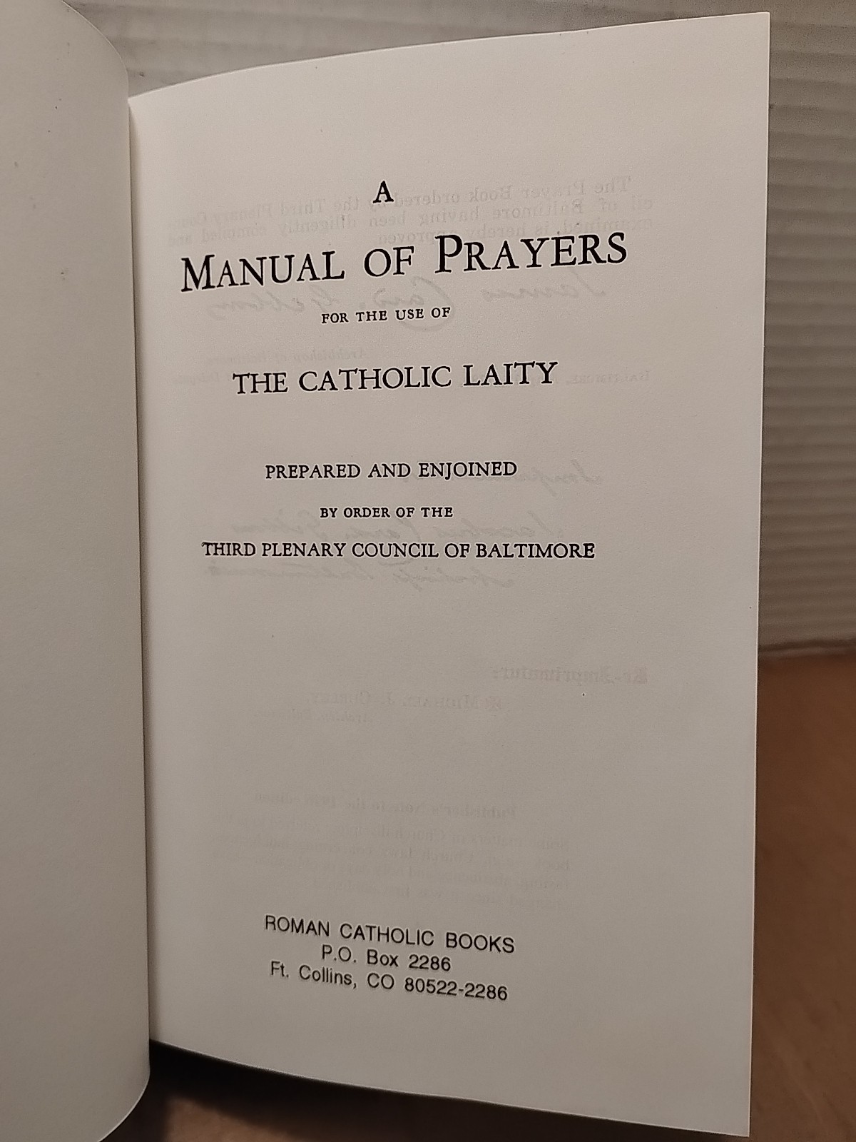 Baltimore Book of Prayers by Third Plenary Council of Baltimore Staff – 1995 HC