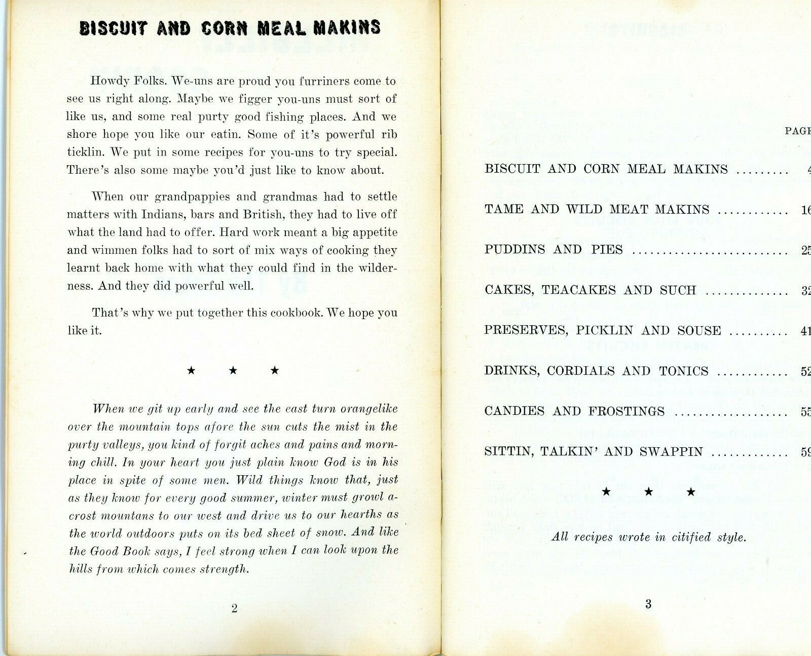 1968 Hillbilly Cookin Mountaineer Style Tates Thorn Hill Tennessee 64 pages