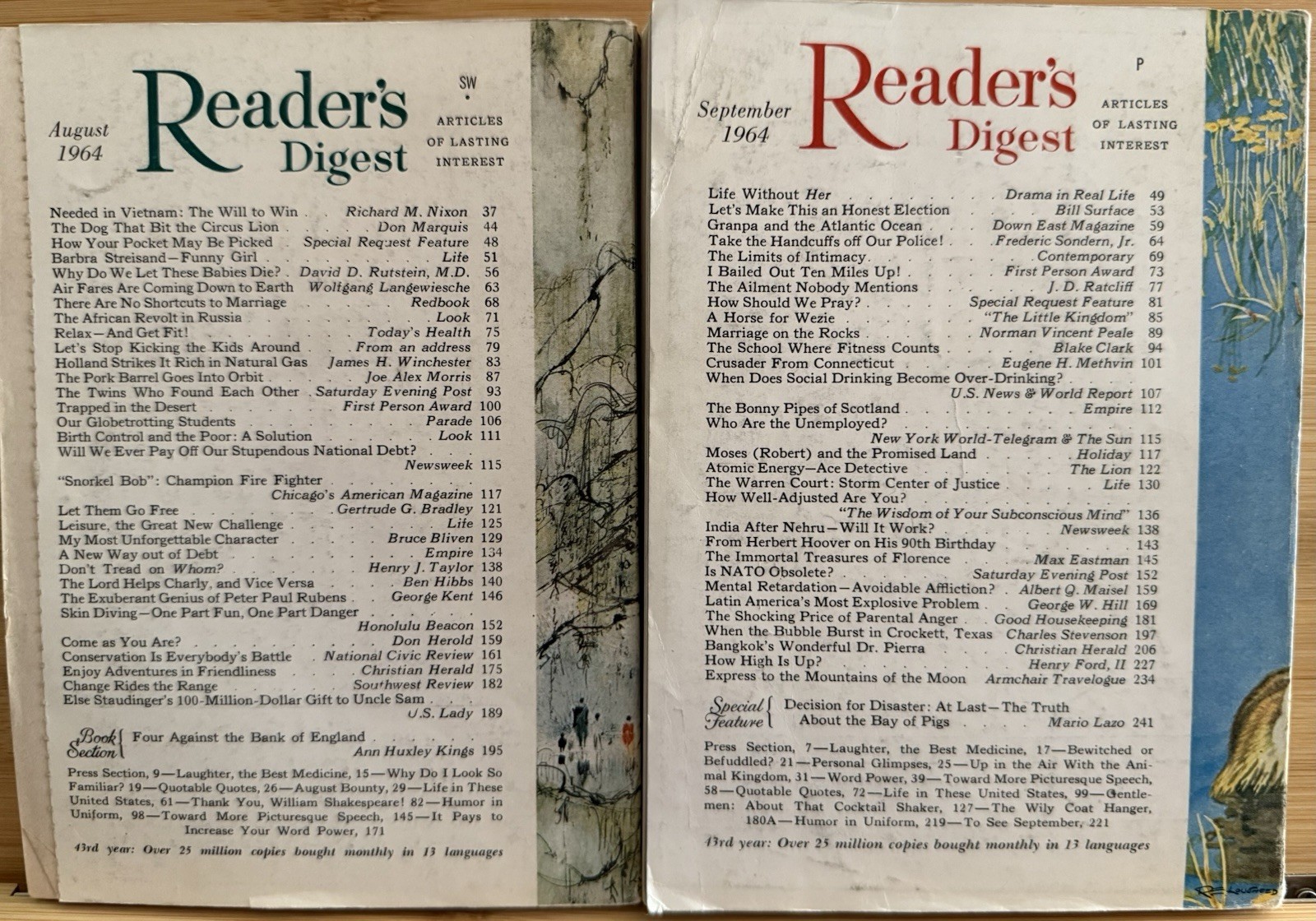 1964 August September READER’S DIGEST MAGAZINE Vintage History Short Story Tales