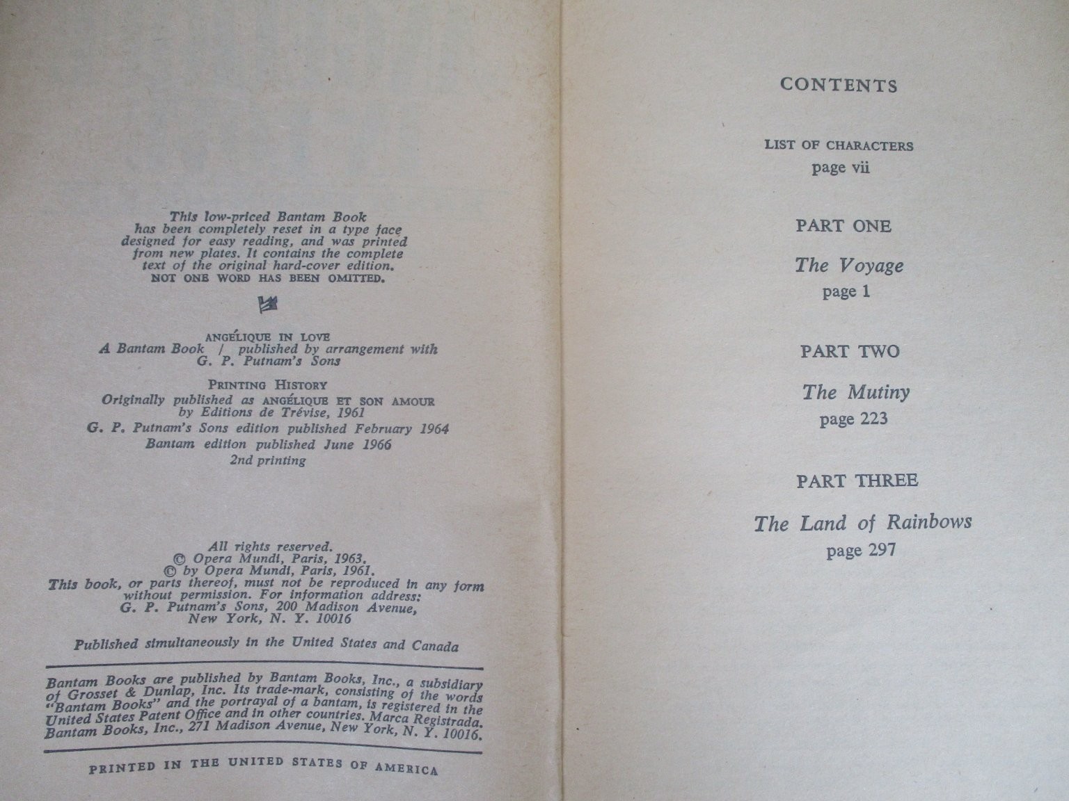 Angelique In Love Sergeanne Golon 1966 2nd Print Bantam Historical Romance PB