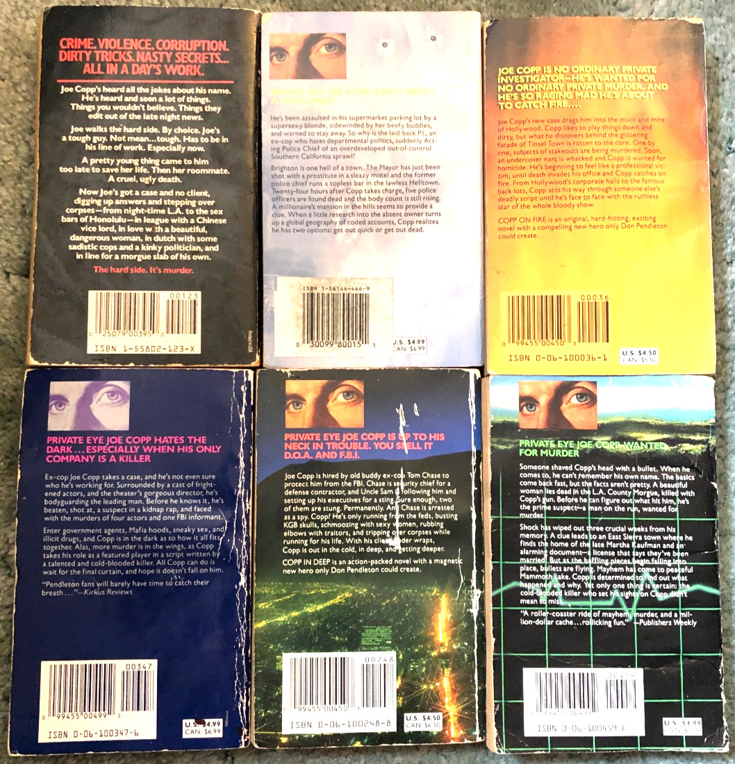 Don Pendleton, lot of 6 Copp novels, Copp for Hire, Copp on Ice, Copp on Fire
