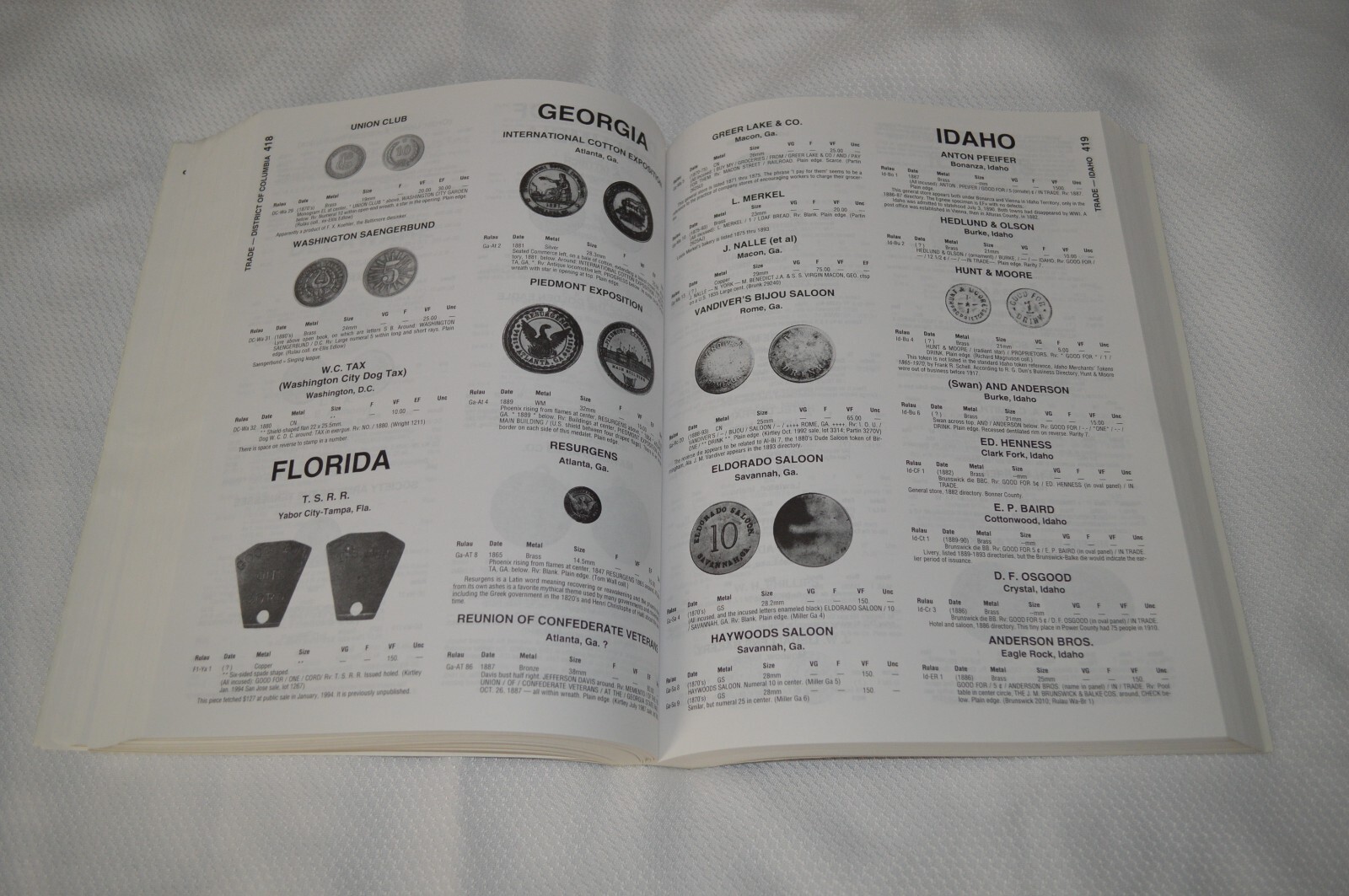 STANDARD CATALOG OF UNITED STATES TOKENS 1700-1900 ~ 1ST EDITION ~ RULAU ~ B3
