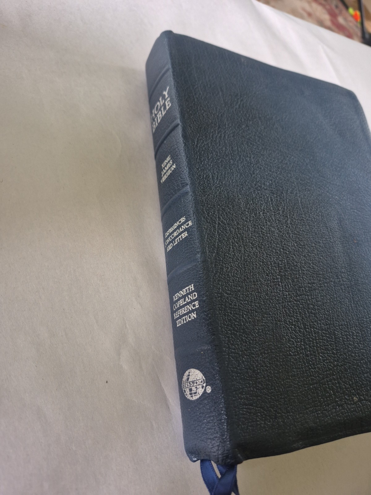 Holy Bible Kenneth Copeland Reference Edition KJV Red Letter Blue Leather 1991