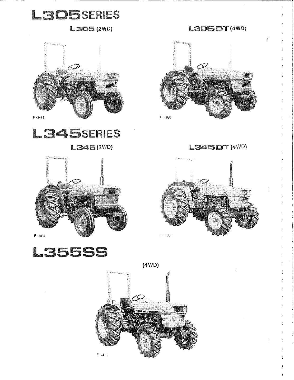 KUBOTA L305 L345 L355SS OPERATORS MANUAL TOUGH FASTENED – PROTECTIVE COVERS