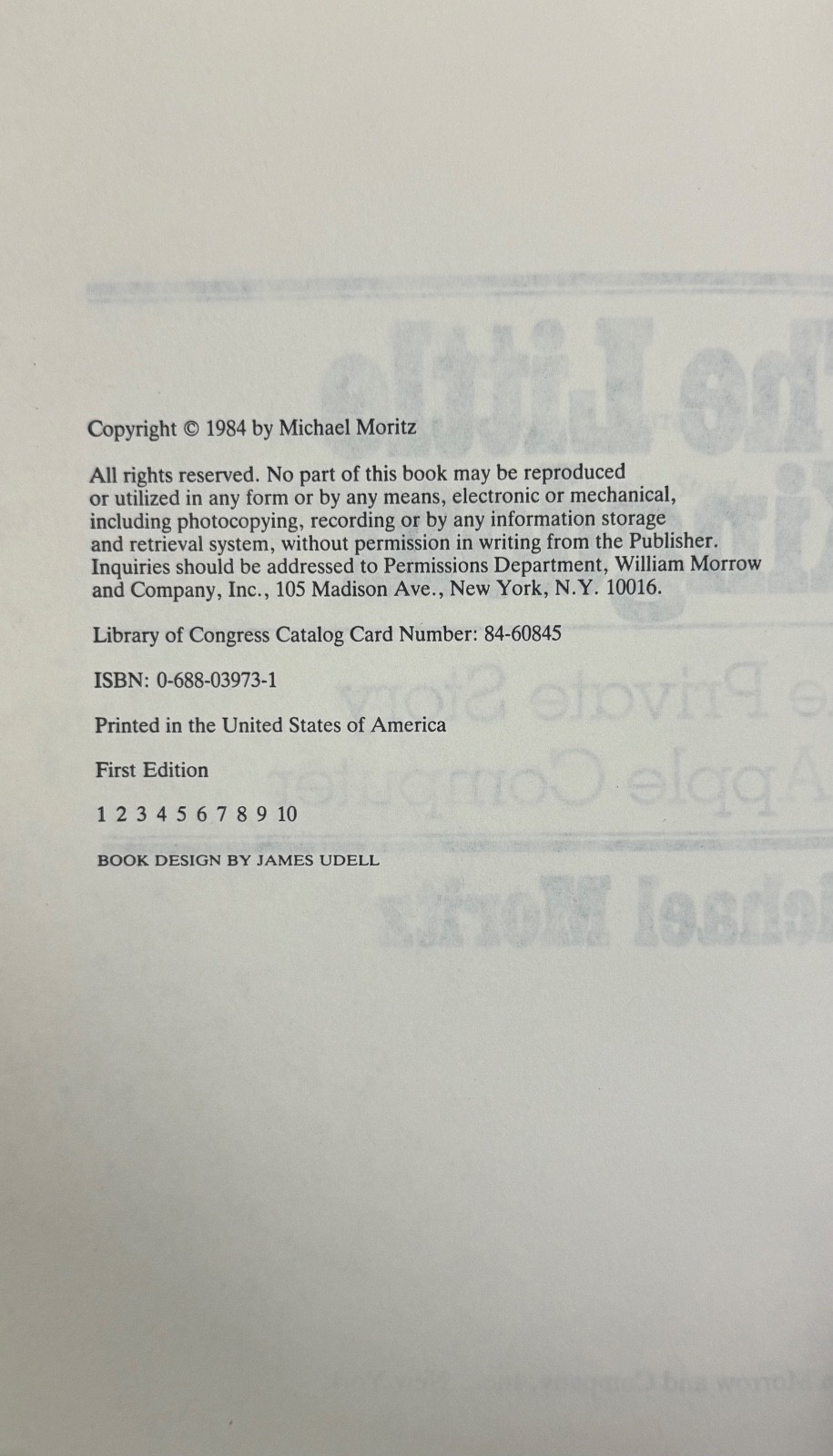 The Little Kingdom: The Private Story of Apple Computer by Moritz – 1st Edition