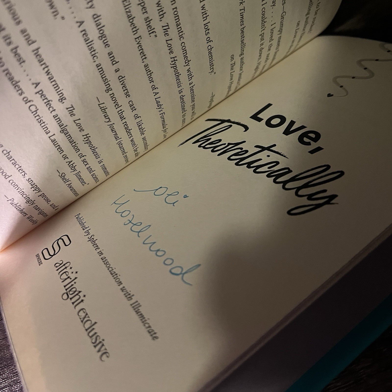 Signed Illumicrate/Afterlight edition of Love Theoretically By Ali Hazelwood