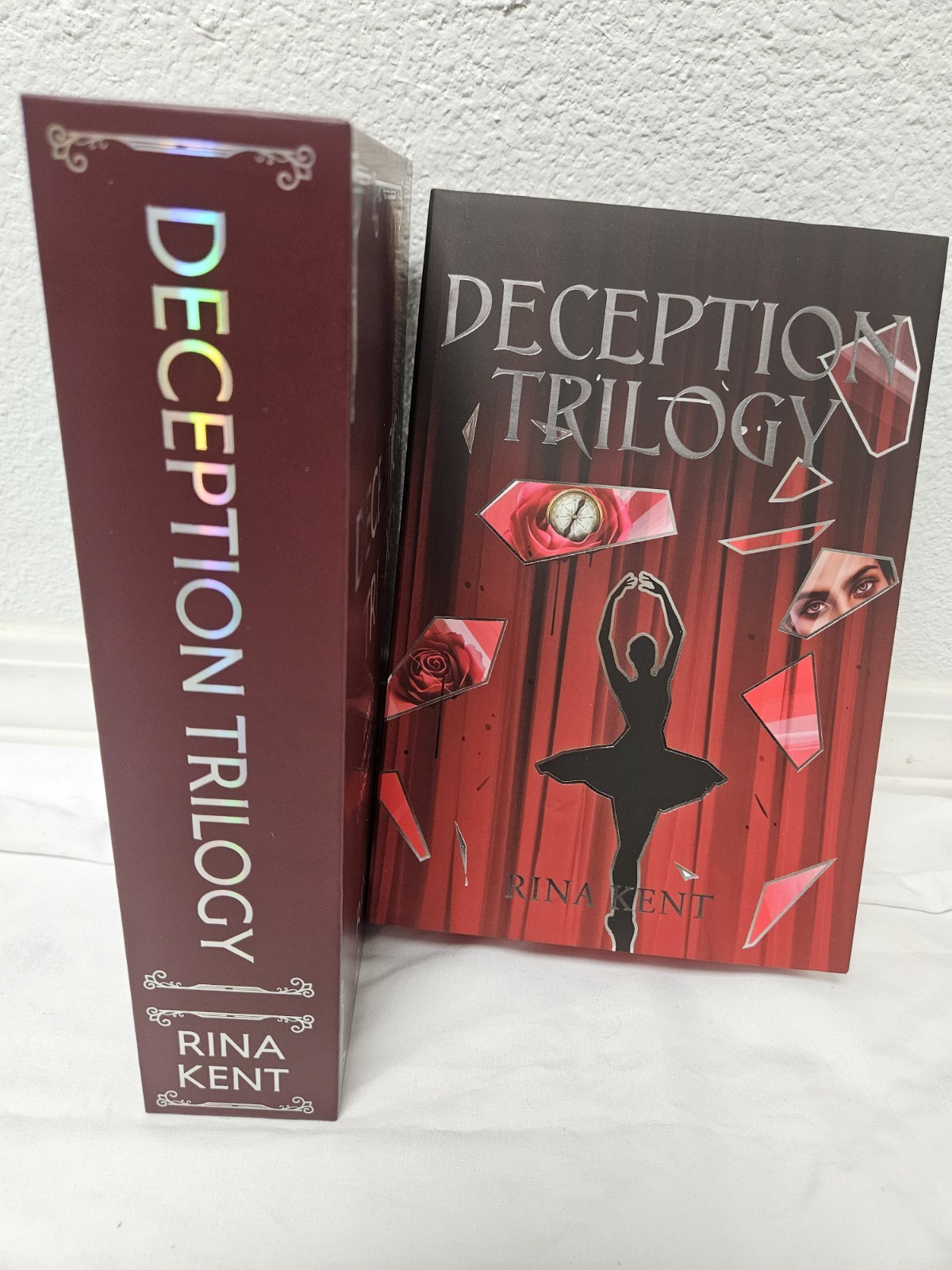Books For Days Crate Rina Kent Deception Trilogy Hardcover & Case Red Edges