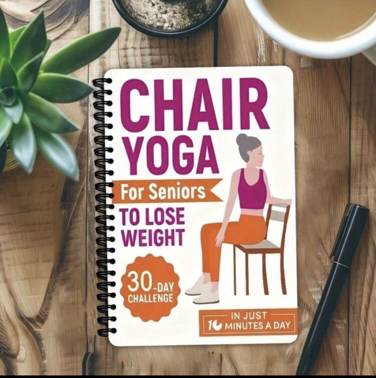 30 Day Chair Yoga for Seniors –Weight Loss Guide & Illustrated Exercise Notebook