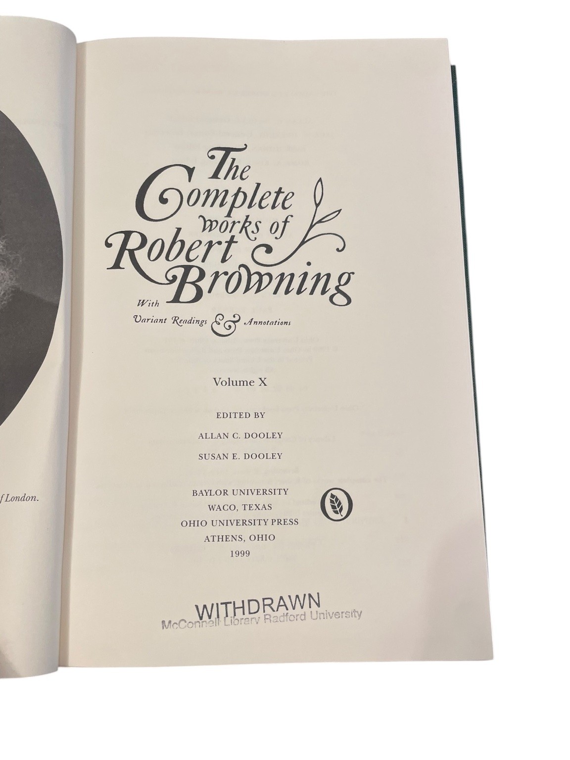 The Complete Works of Robert Browning Volume X 1999 Baylor Ohio Univ