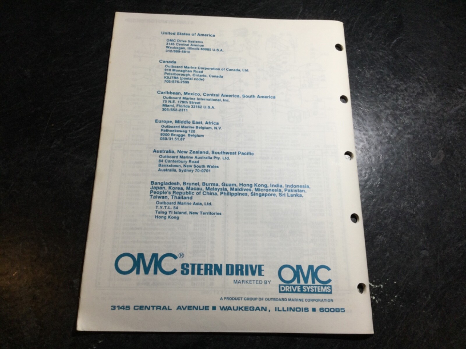 1985 OMC 5.0L & 5.7L V8 Stern Drive Parts Catalog GM 305 & 350 C.I 2V & 4V