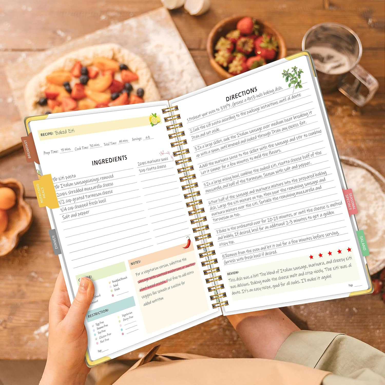 Recipe Book to Write in Your Own Recipes, Blank Cookbook with 175 Pages for Fami