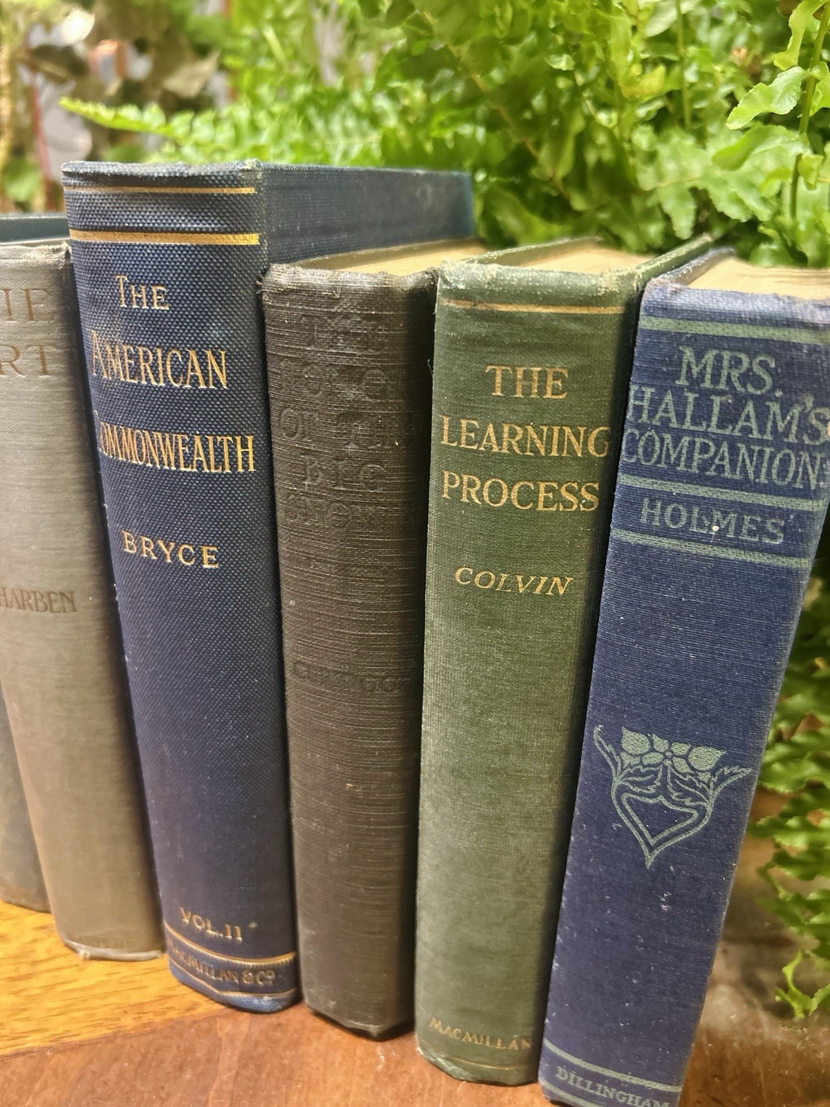Set of 6 GREEN/BLUE ANTIQUE Books COTTAGE CORE Library Academia Decor Staging